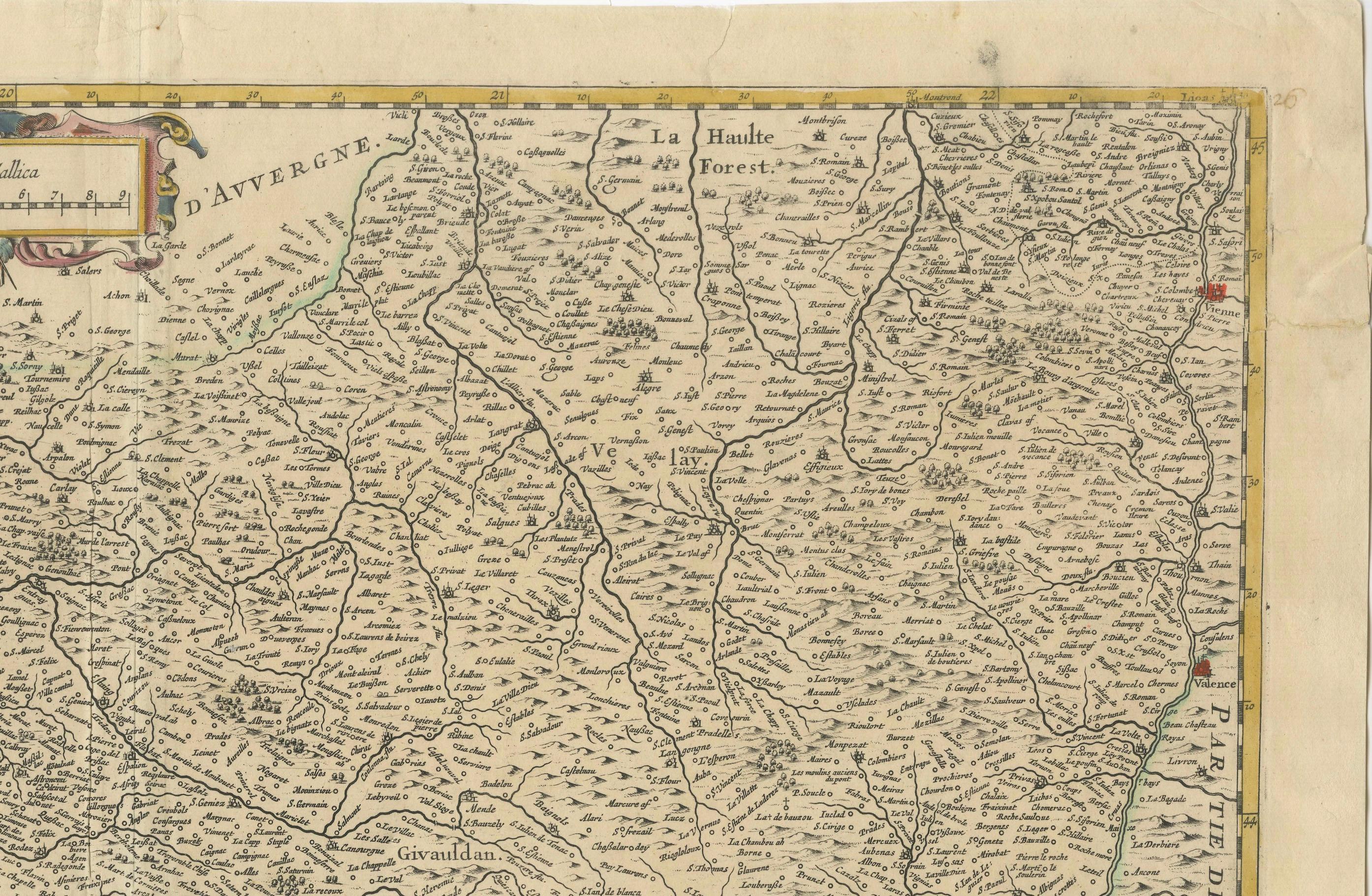 Map of Languedoc by Willem Blaeu, Antique French Copper Engraving 1635 For Sale 1