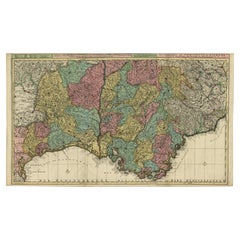Map of Languedoc-Roussillon and Provence in France and Piedmont in Italy, c1680
