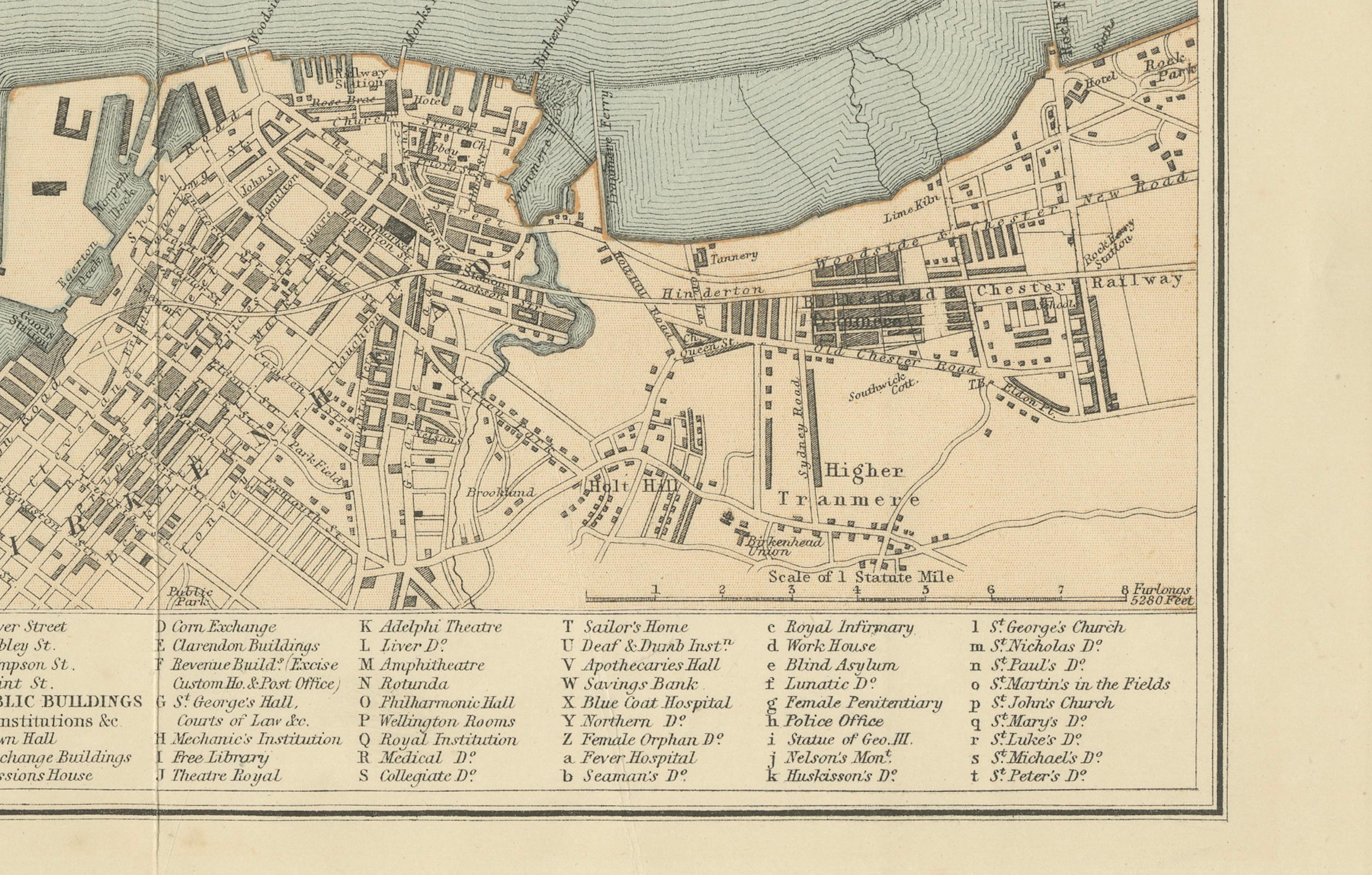 Map of Liverpool and Birkenhead by Bartholomew, circa 1880, with Key Buildings For Sale 3