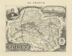 Map of Loiret France with Orléans and Loire River by Vuillemin, 19th c