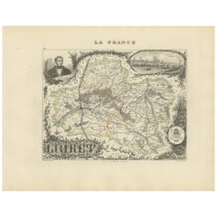 Map of Loiret France with Orléans and Loire River by Vuillemin, 19th c