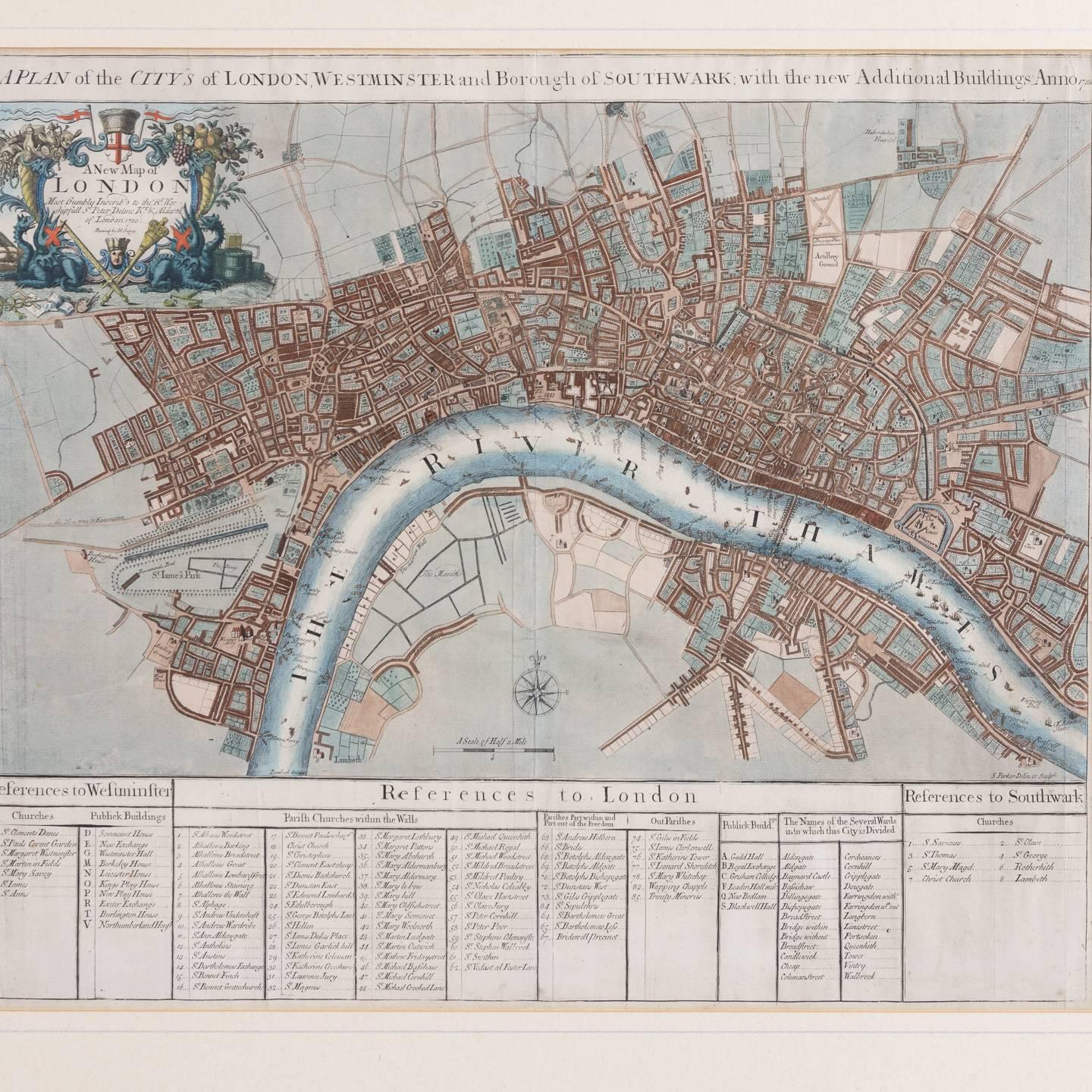 George II John Senex Map of London in 1720