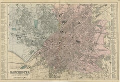 Map of Manchester – Large Scale Victorian City Plan, George W. Bacon, 1885