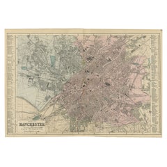 Map of Manchester – Large Scale Victorian City Plan, George W. Bacon, 1885