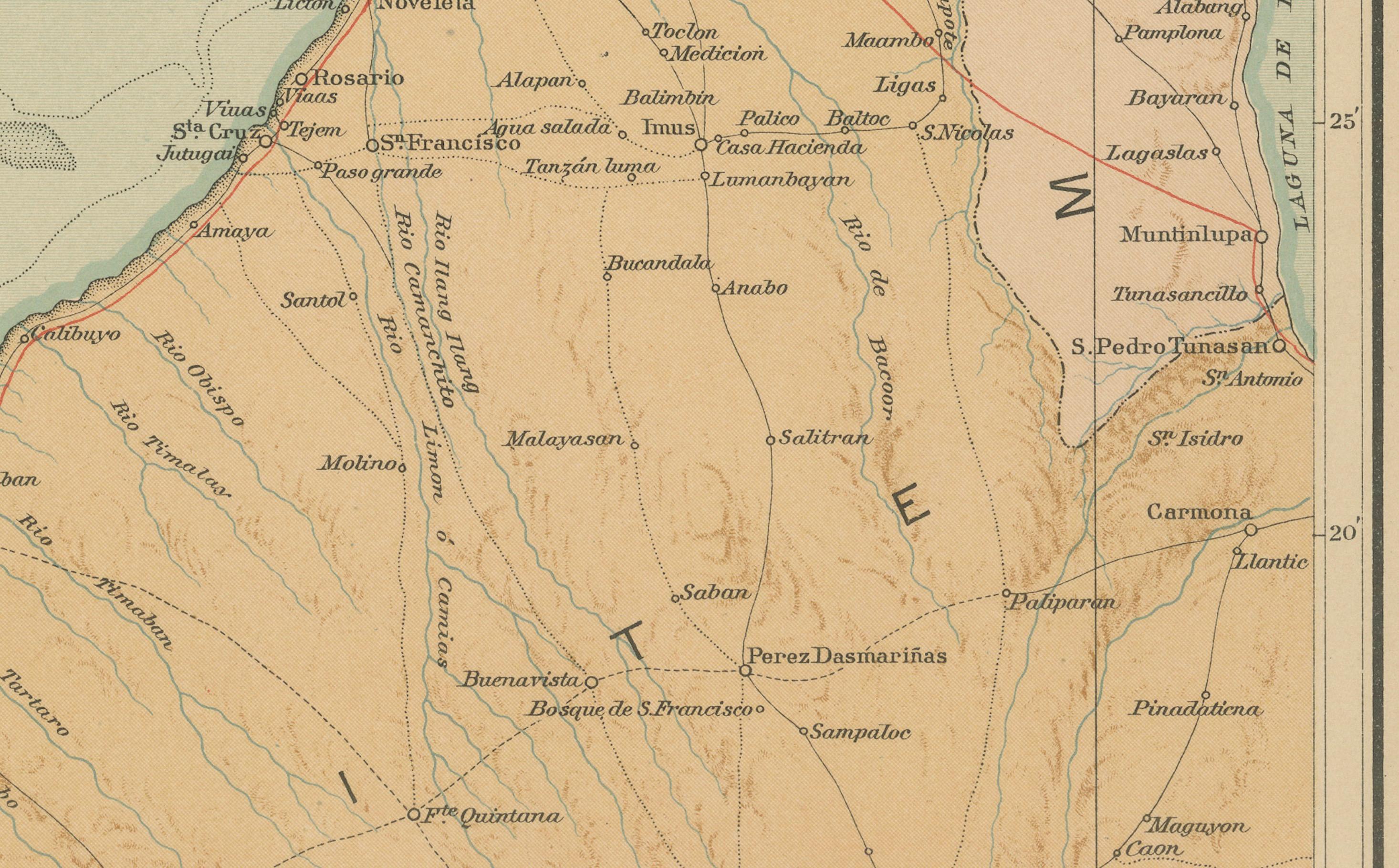 Paper Map of Manila Bay and Environs – Observatorio de Manila, 1899 For Sale