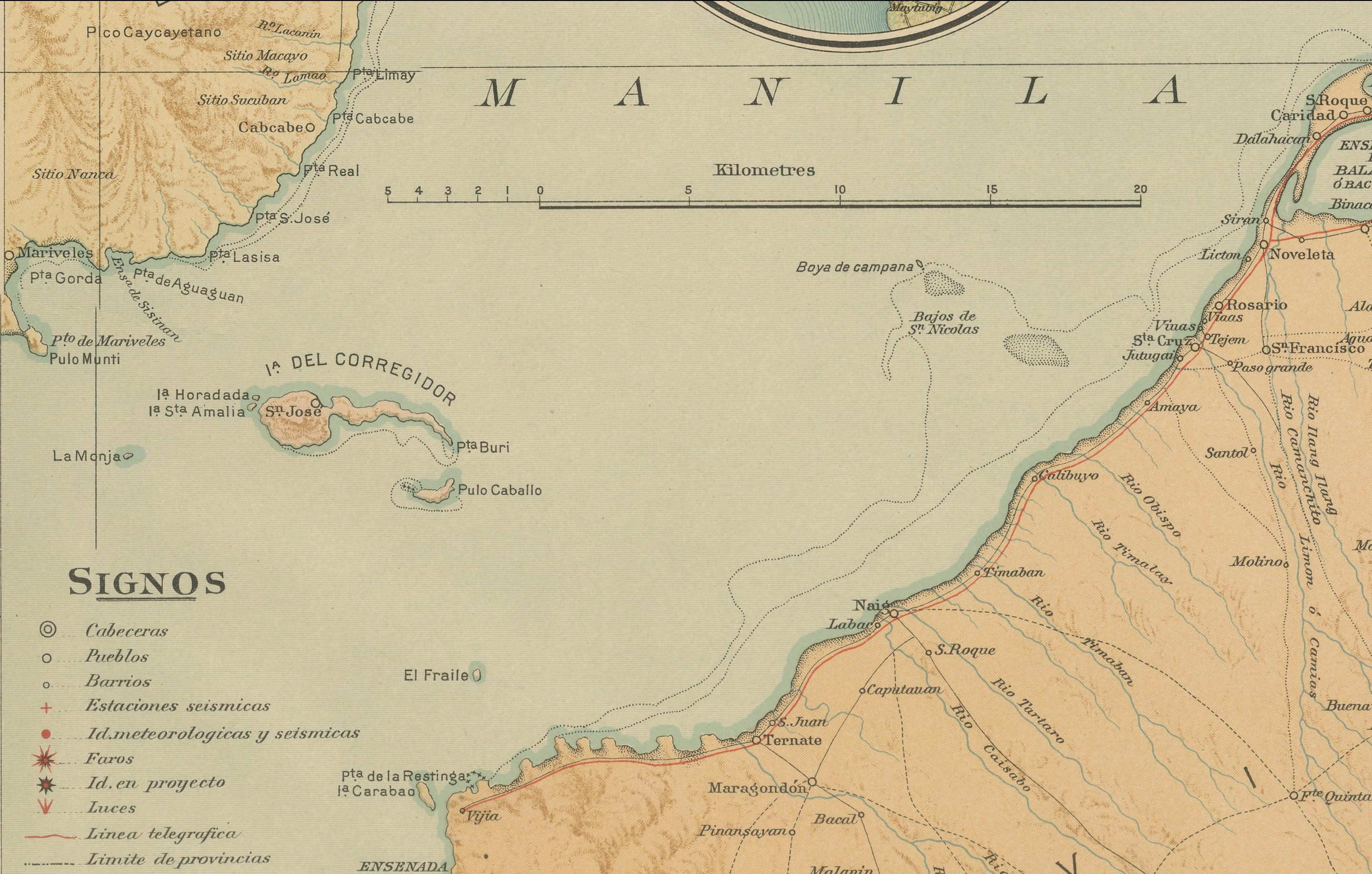 Map of Manila Bay and Environs – Observatorio de Manila, 1899 For Sale 2