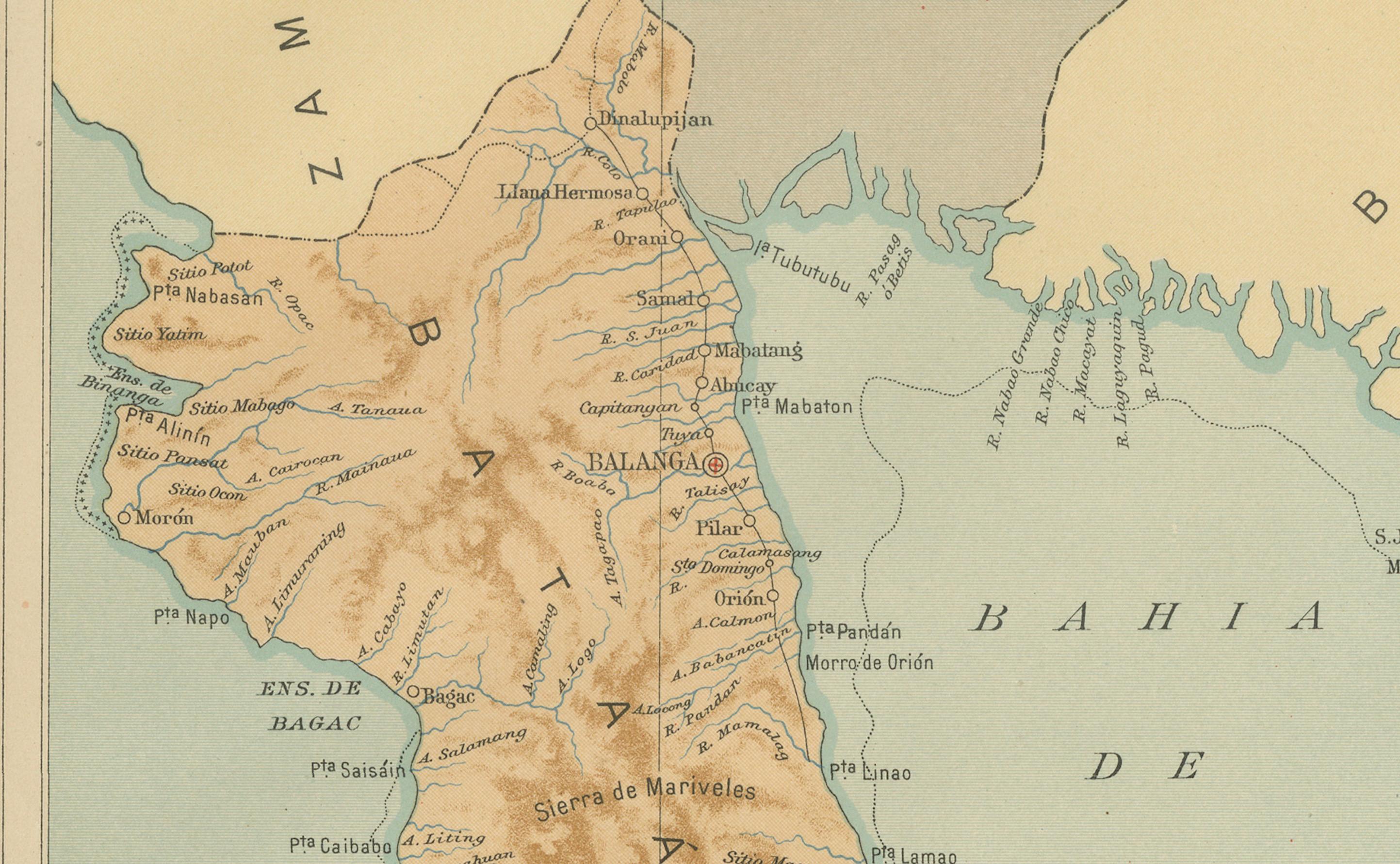 Map of Manila Bay and Southern Luzon – Observatorio de Manila, 1899 In Good Condition For Sale In Langweer, NL