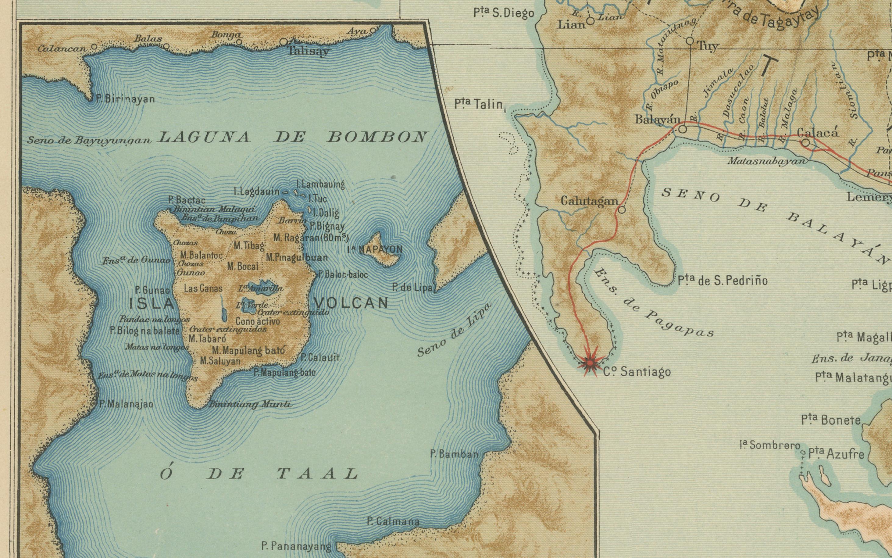 Paper Map of Manila Bay and Southern Luzon – Observatorio de Manila, 1899 For Sale