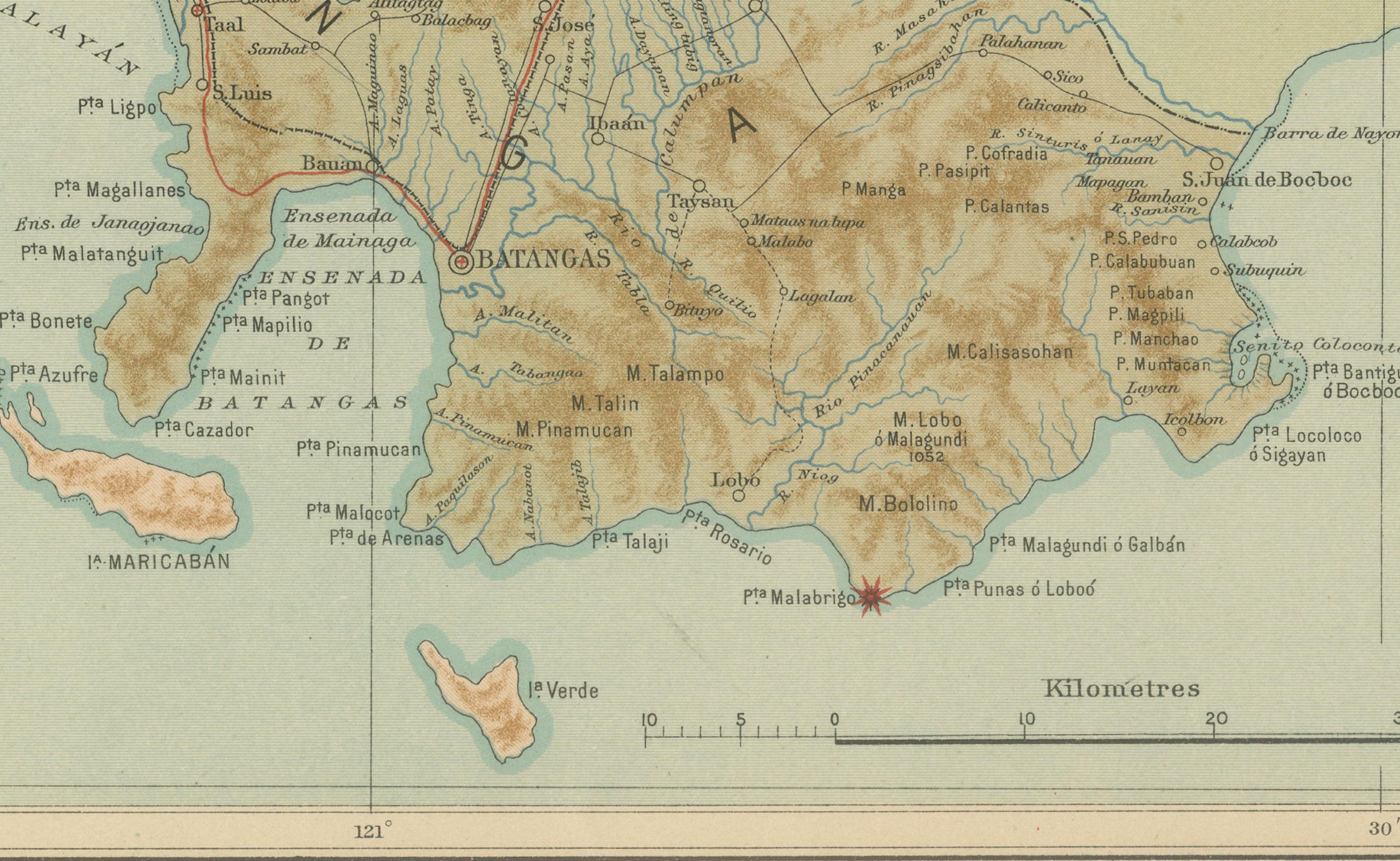 Map of Manila Bay and Southern Luzon – Observatorio de Manila, 1899 For Sale 1