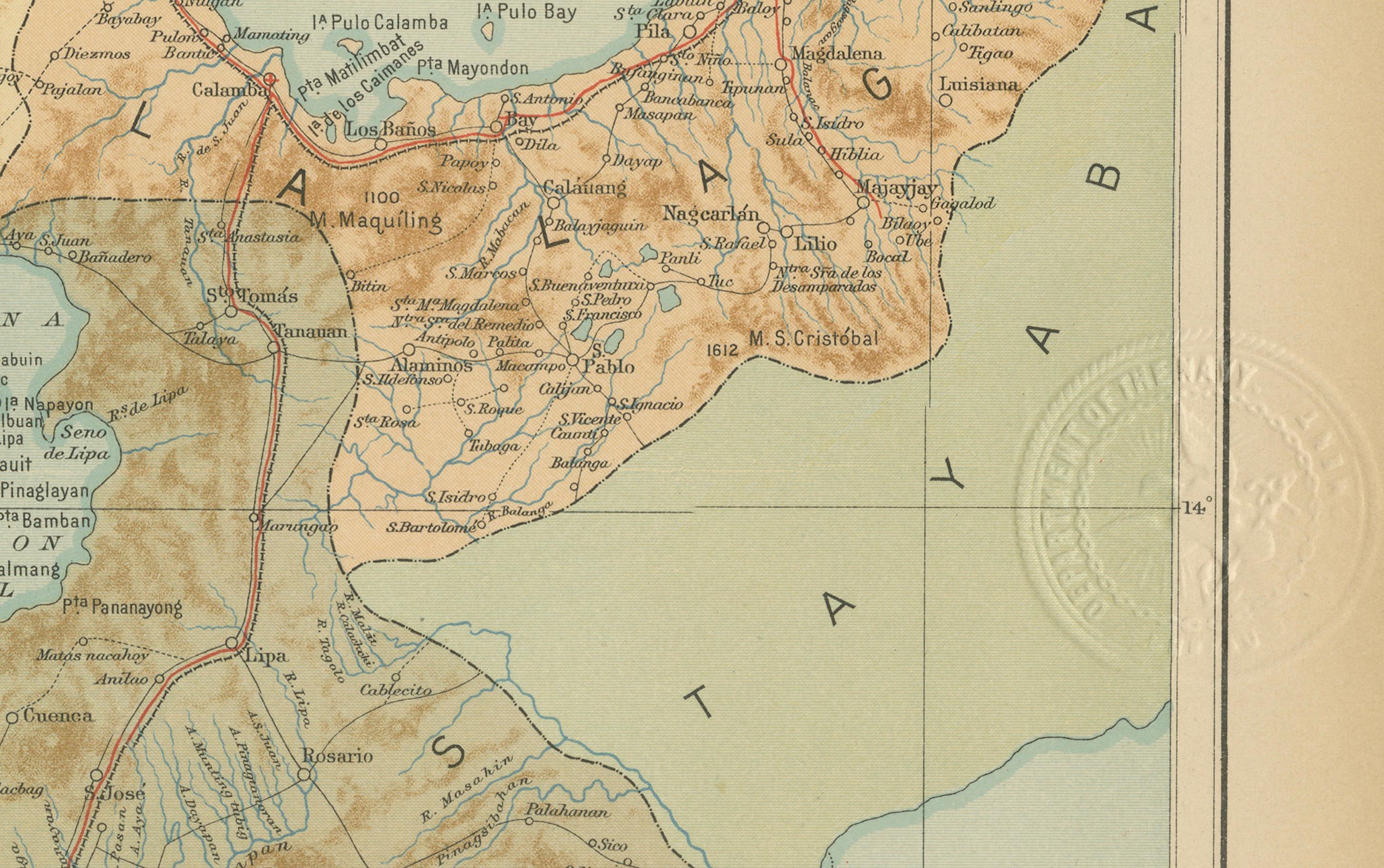 Map of Manila Bay and Southern Luzon – Observatorio de Manila, 1899 For Sale 2