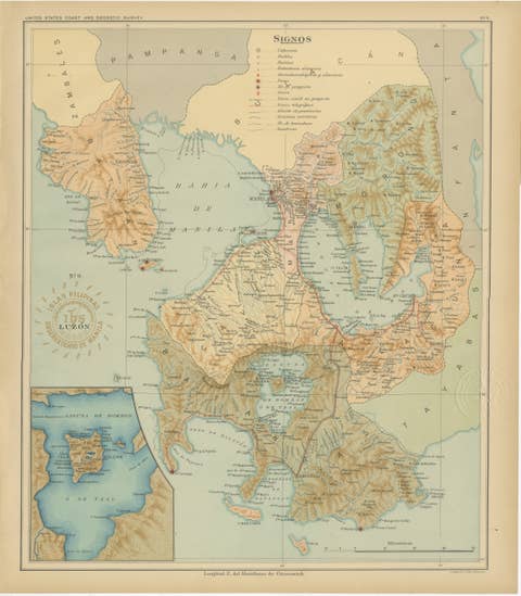 Map of Manila Bay and Southern Luzon – Observatorio de Manila, 1899