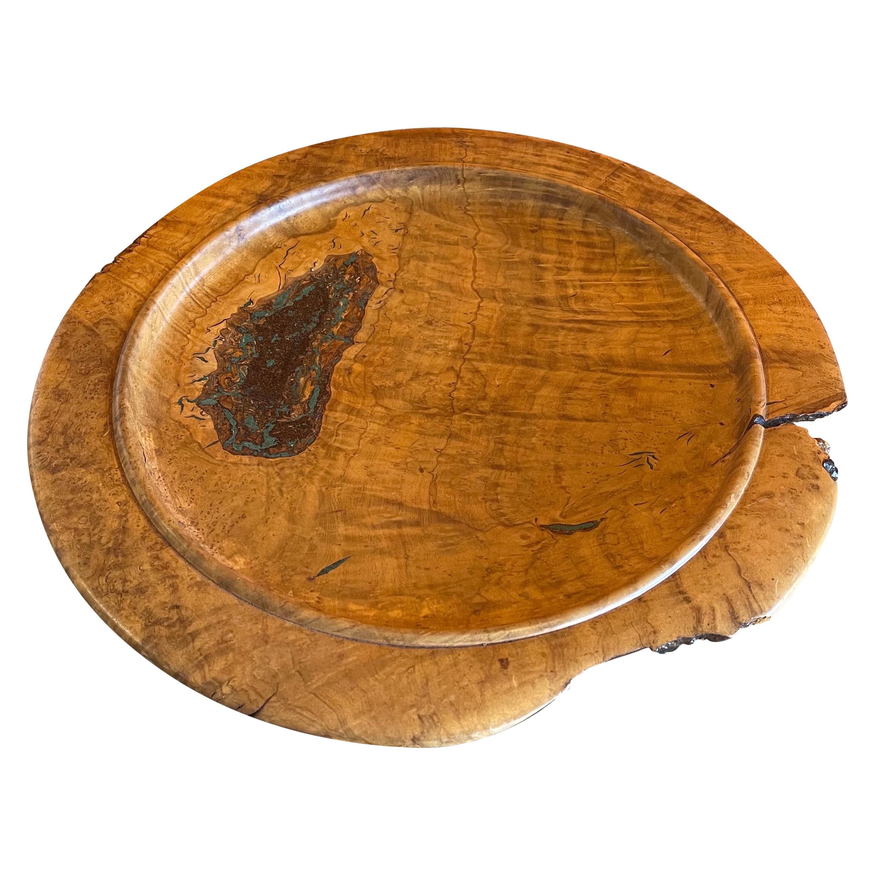 "Map of Mars" Serving Tray or Platter in Olive Burlwood by Richard Sherry For Sale