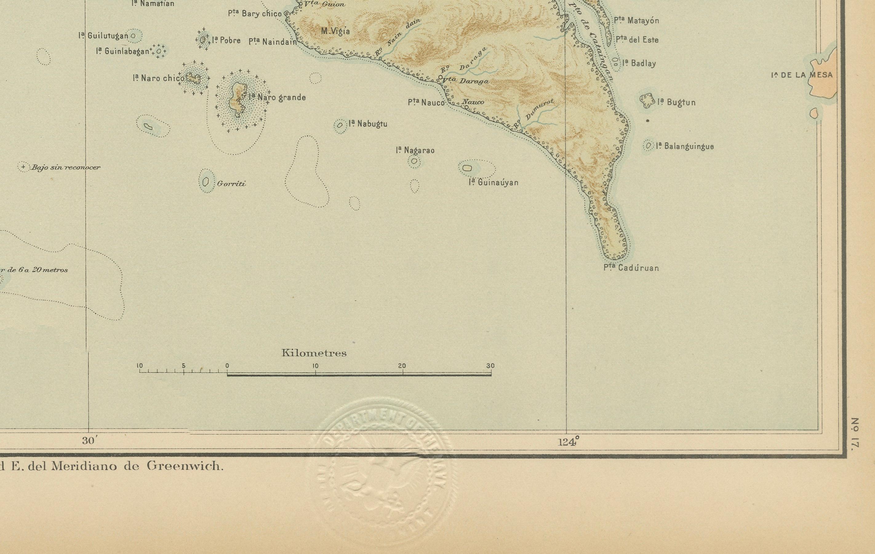 Map of Masbate and Ticao Islands �– Observatorio de Manila, 1899 In Good Condition For Sale In Langweer, NL
