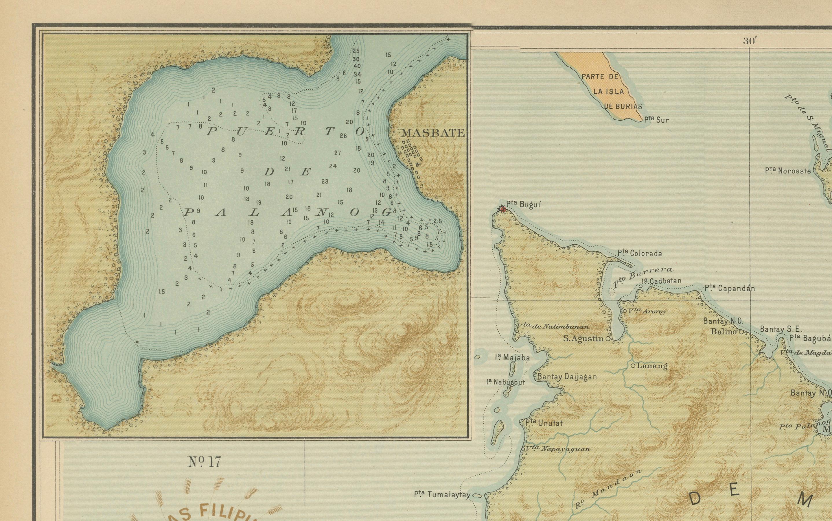 Map of Masbate and Ticao Islands – Observatorio de Manila, 1899 For Sale 1