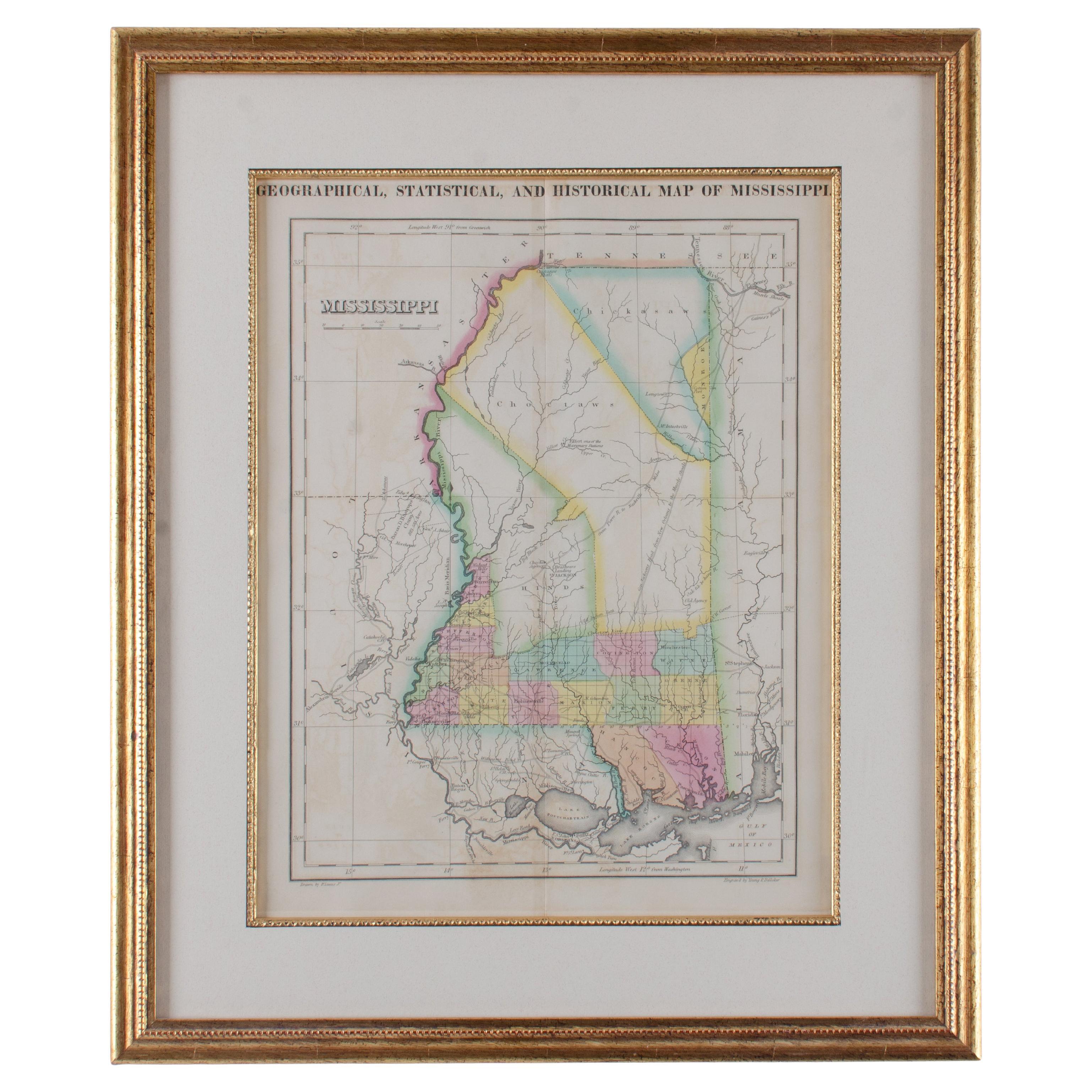 Carte du Mississippi Carey & Lea, 1822 en vente