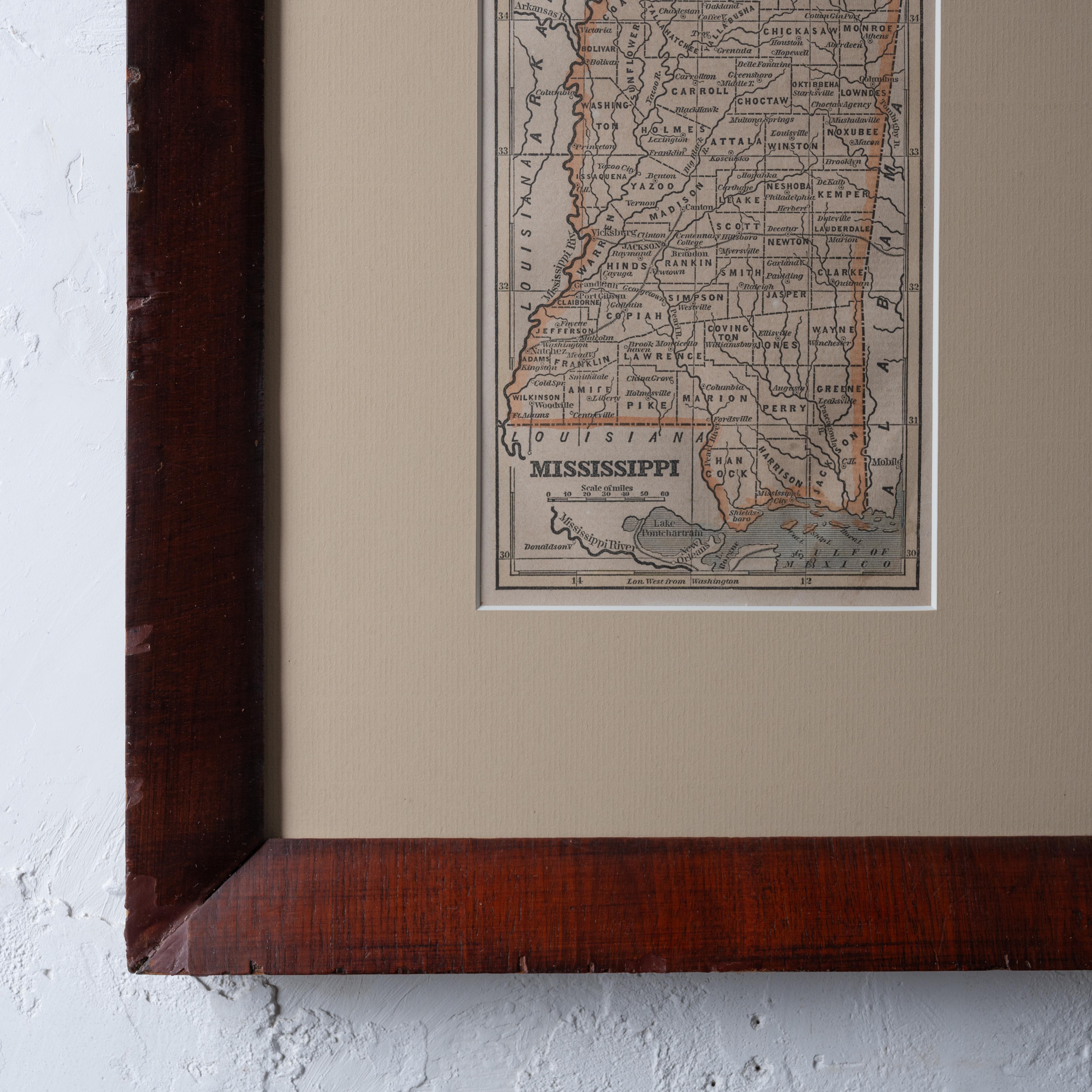 Map of Mississippi aus Fanning's illustriertem Gazetteer, 1853 im Angebot 1