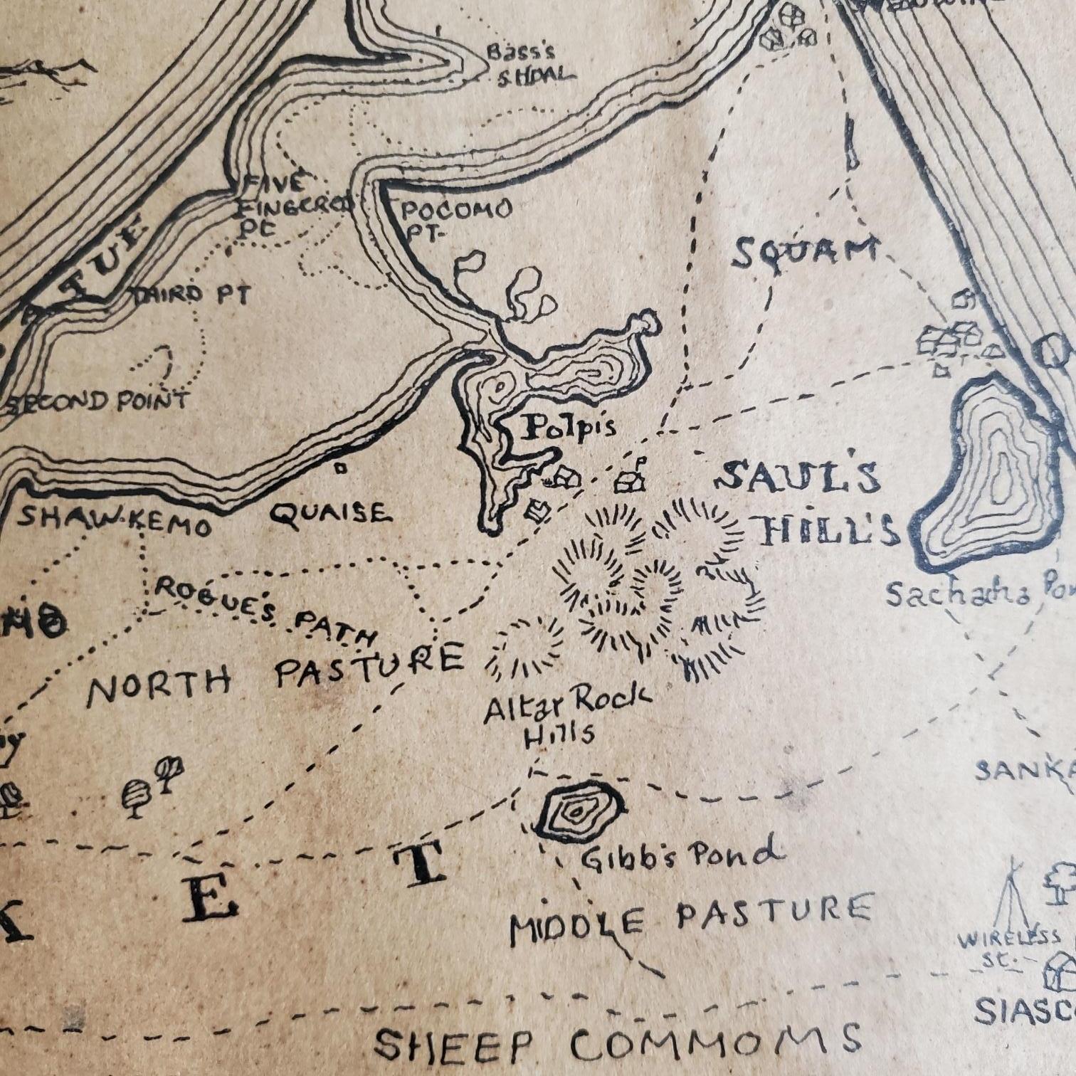 Paper Map of Nantucket by Austin Strong '1881-1952', circa 1925