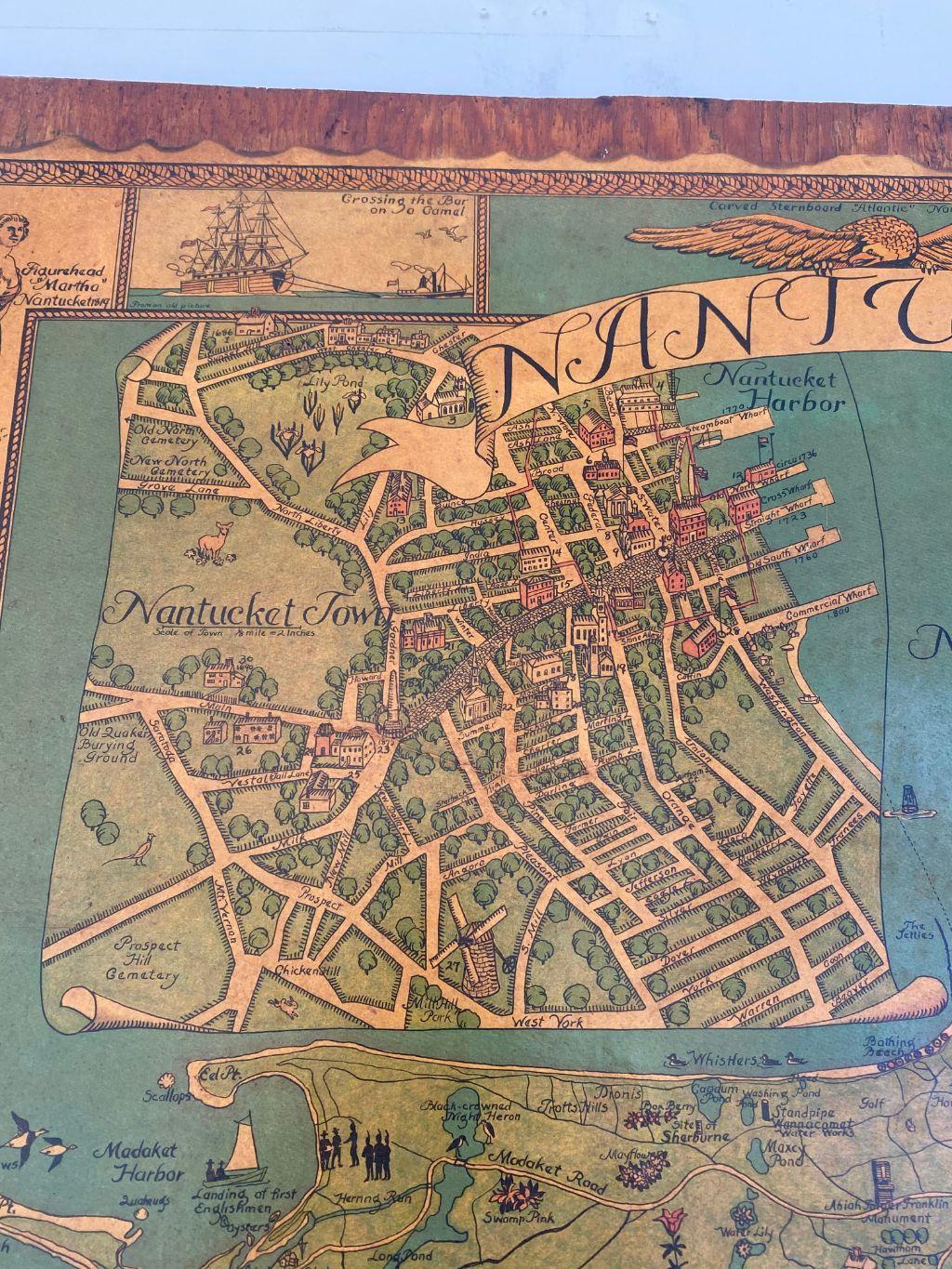American Map of Nantucket, Ruth Haviland Sutton, Published by Miller, 1964