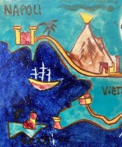 « Carte de Naples, du Vésuve et de Vietri Sul Mar, », carreau ICS unique, peut-être Gambone