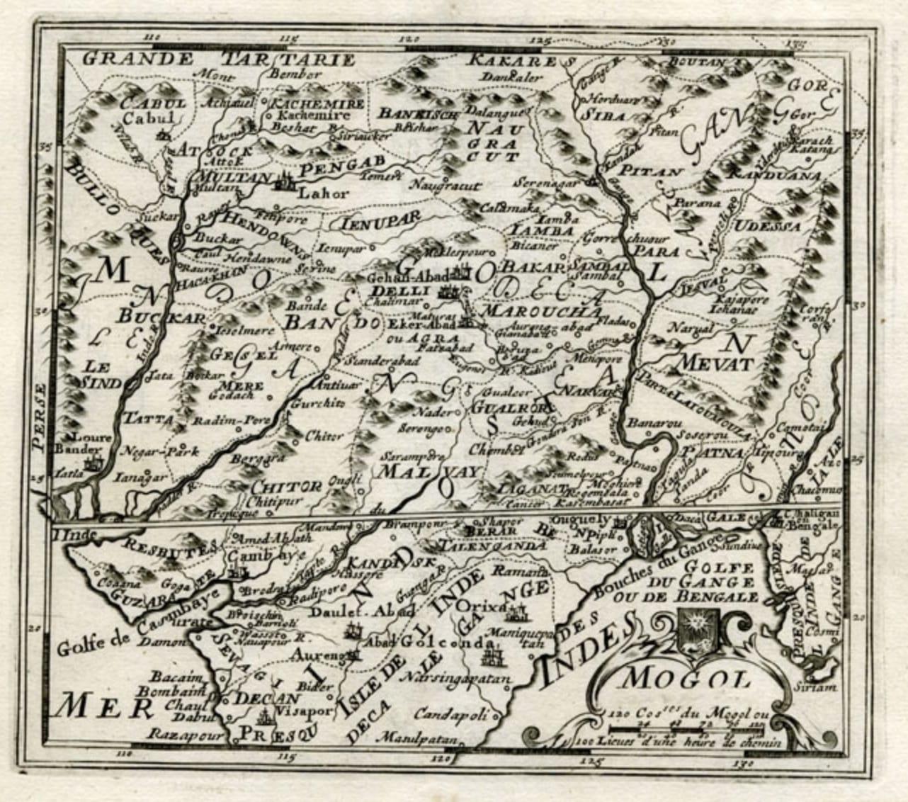 Antique map titled 'Mogol'. 

Map of Northern India and Pakistan ('Mogol'), showing Kabul, Delhi and surroundings. This map originates from 'Kort begrip der Oude en Nieuwe Staatkundige Geographie', by W.A. Bachiene, published by Covens & Mortier