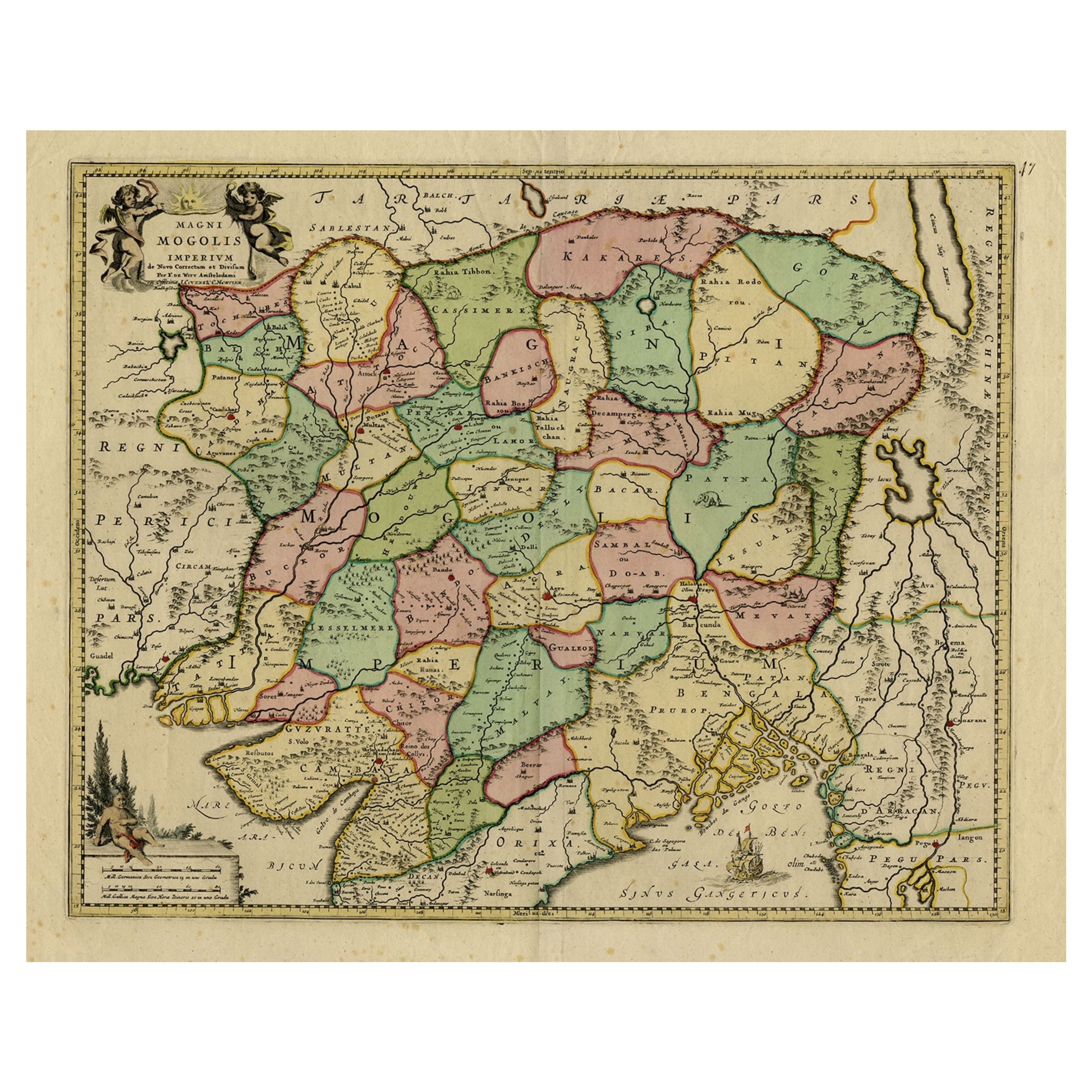 Carte de l'Inde du Nord et des régions qui l'entourent, notamment Kabul, Candahar et Bhutan, 1710