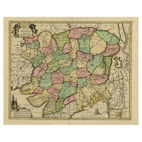 Map of Northern India & Surrounding Regions, incl Kabul, Candahar & Bhutan, 1710