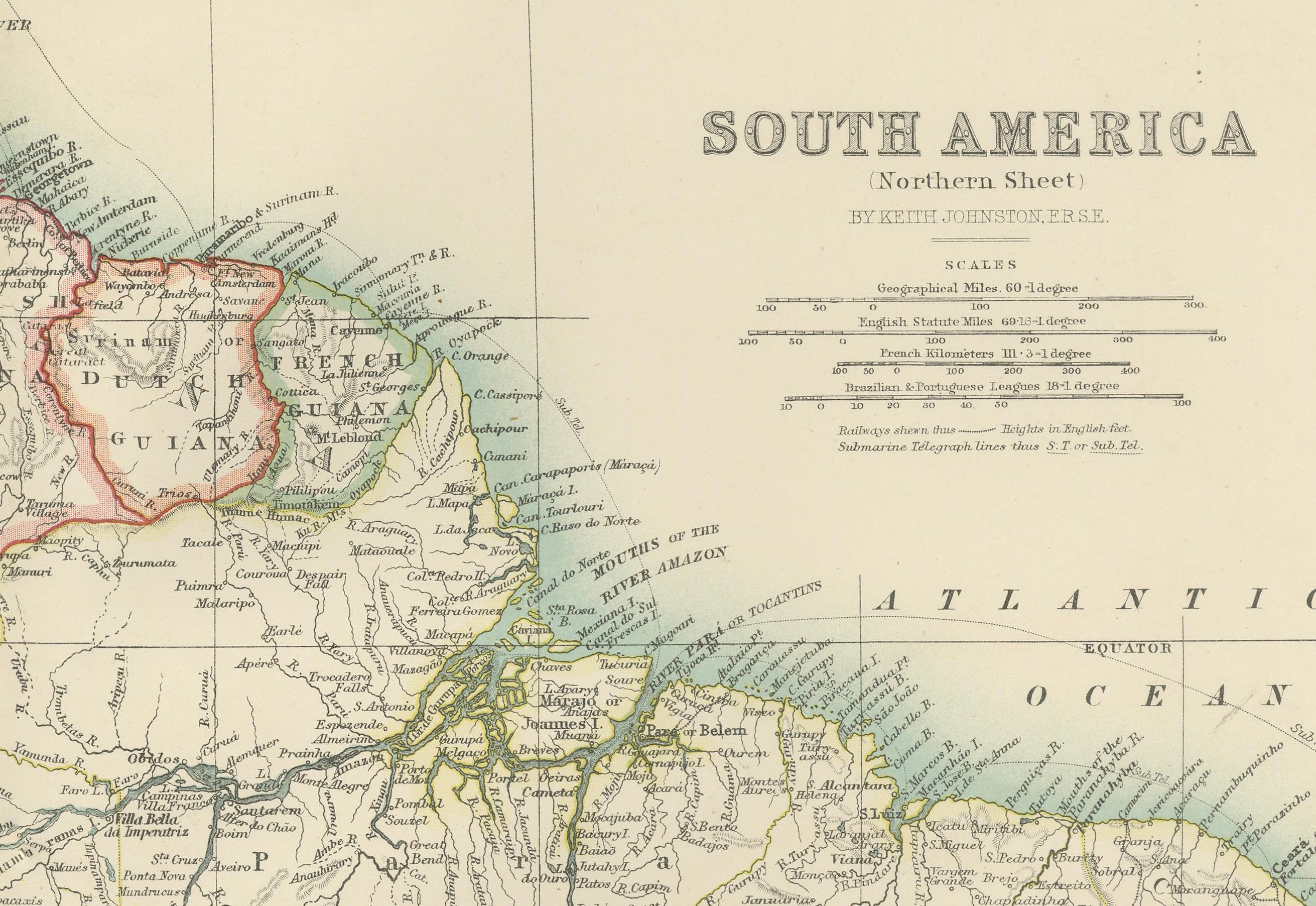 Carte du nord de l'Amérique du Sud - Gravure de Keith Johnston, 1903 en vente 1