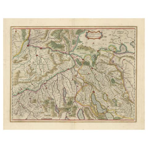 Map of Northwestern Switzerland (Basel and Zurich Region) by Blaeu, c.1650