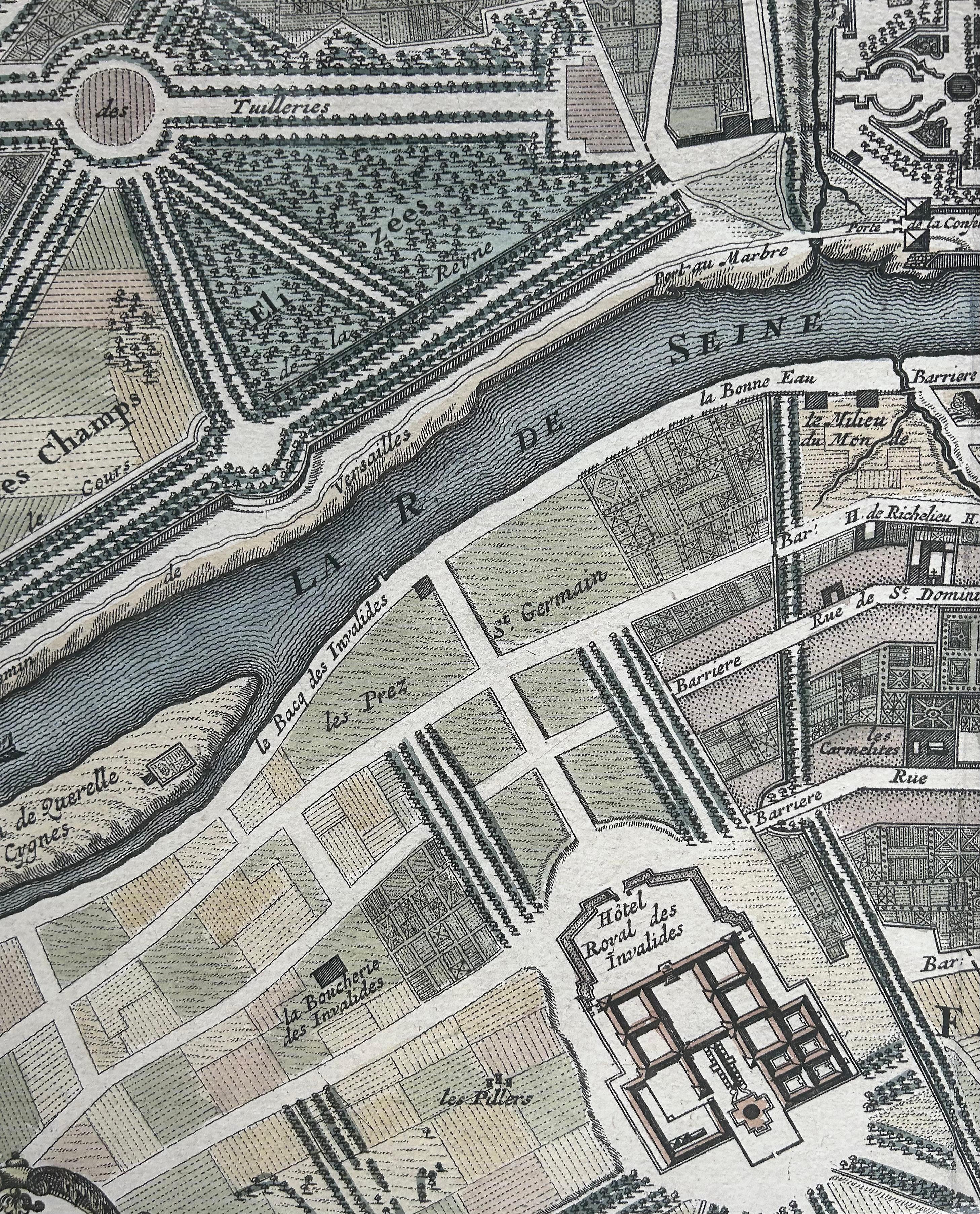 Carte de Paris « Le Plan des Paris Ses Faubourgs et Environs », 8 tirages encadrés 8