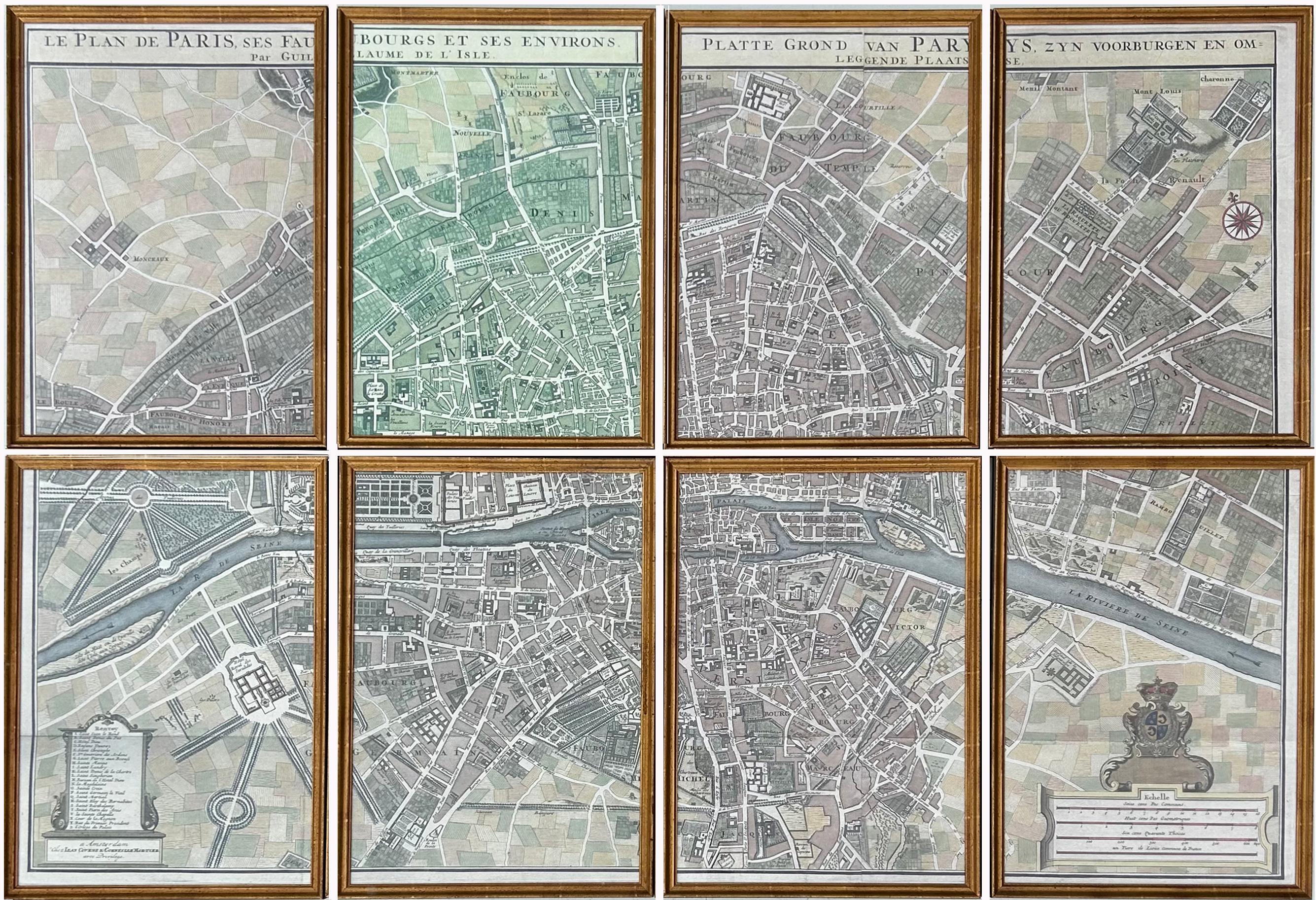 Carte de Paris « Le Plan des Paris Ses Faubourgs et Environs », 8 tirages encadrés   en vente 12