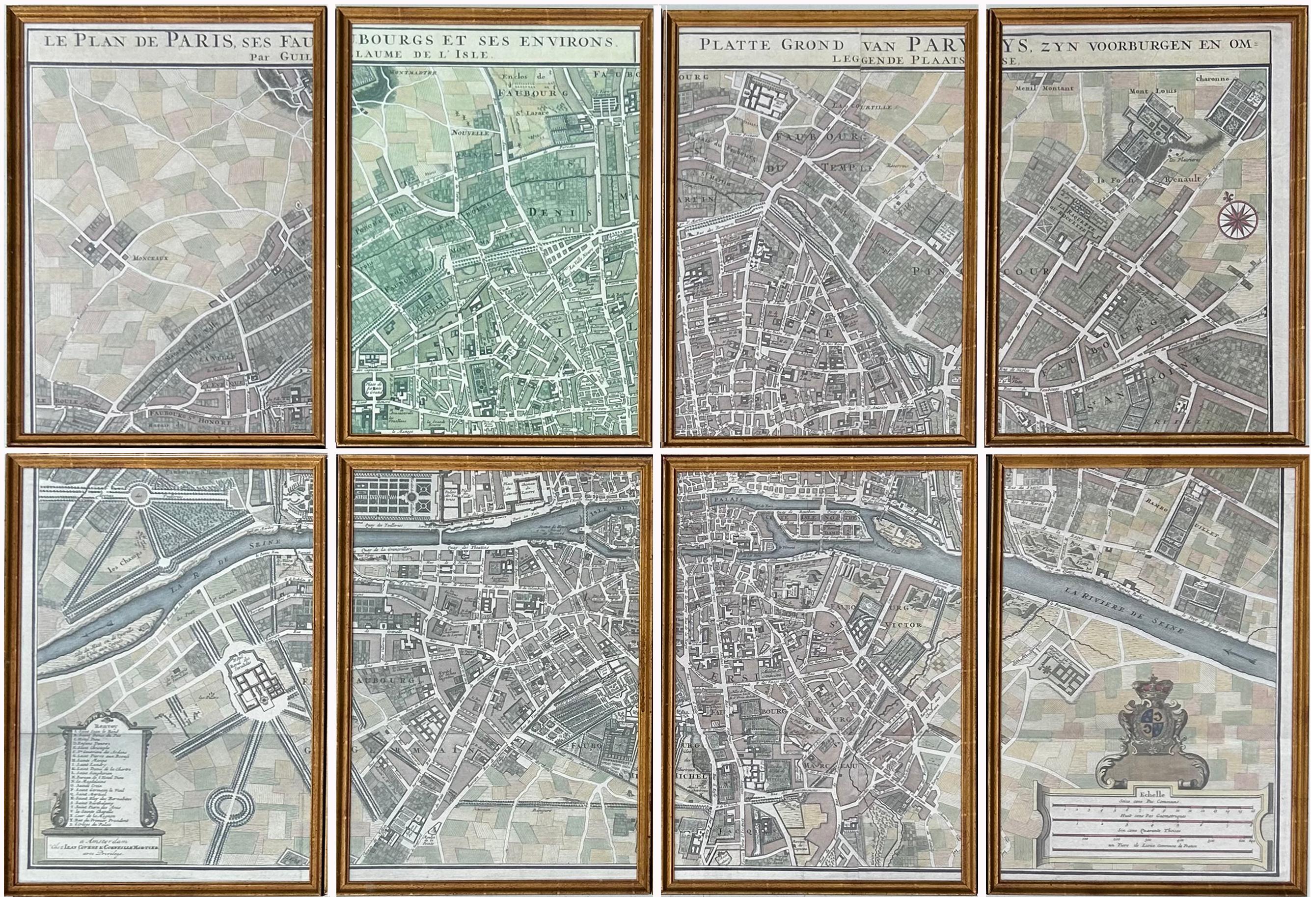 Carte de Paris « Le Plan des Paris Ses Faubourgs et Environs », 8 tirages encadrés 11