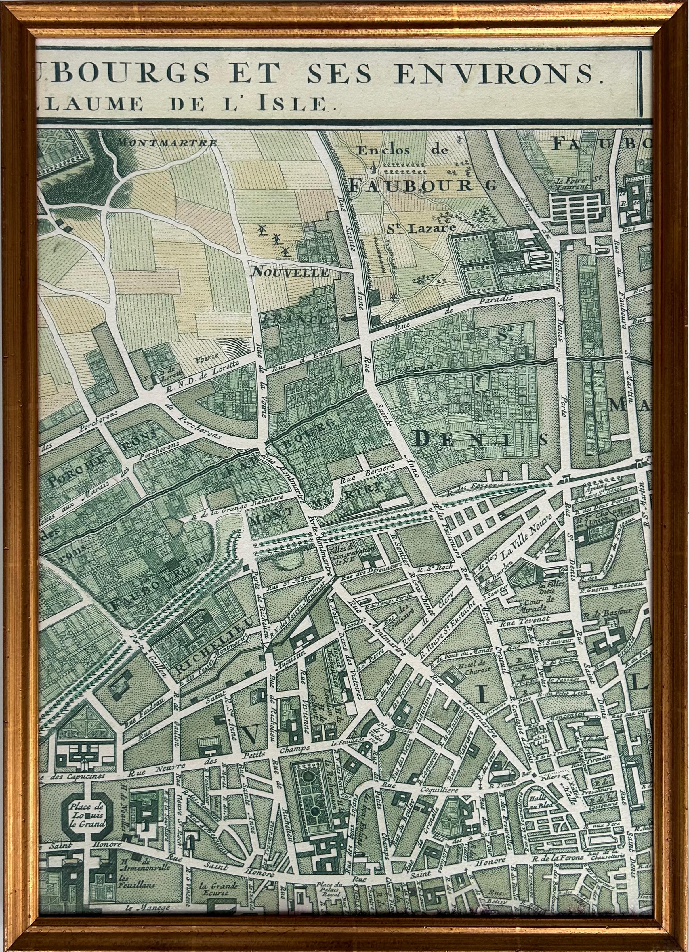 Map of Paris „Le Plan des Paris Ses Faubourgs et Environs“, Karte von Paris, 8 gerahmte Drucke   (Französisch) im Angebot