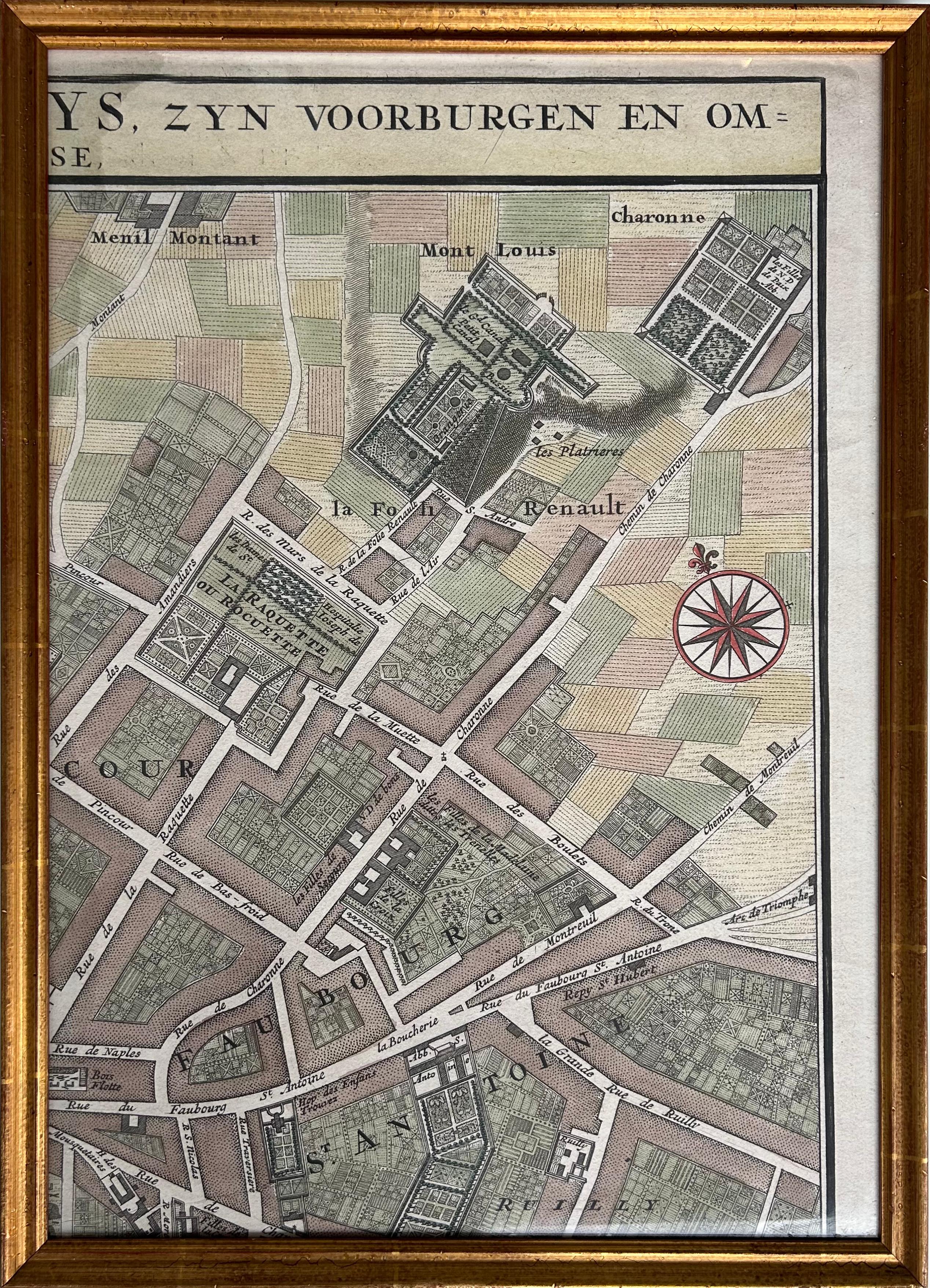 Map of Paris „Le Plan des Paris Ses Faubourgs et Environs“, Karte von Paris, 8 gerahmte Drucke   (20. Jahrhundert) im Angebot