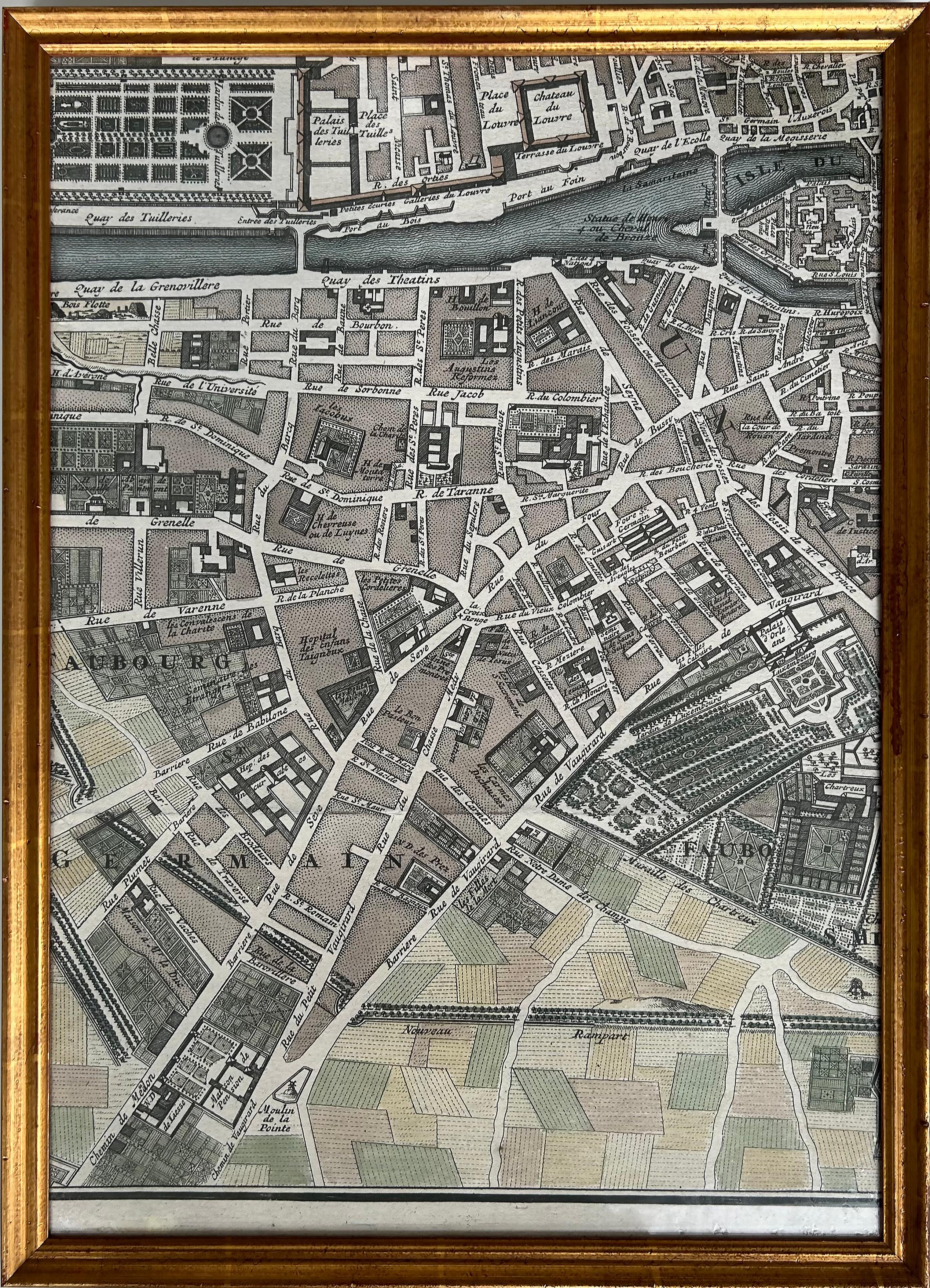 Map of Paris „Le Plan des Paris Ses Faubourgs et Environs“, Karte von Paris, 8 gerahmte Drucke   im Angebot 1