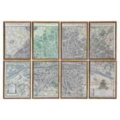 Carte de Paris « Le Plan des Paris Ses Faubourgs et Environs », 8 tirages encadrés  