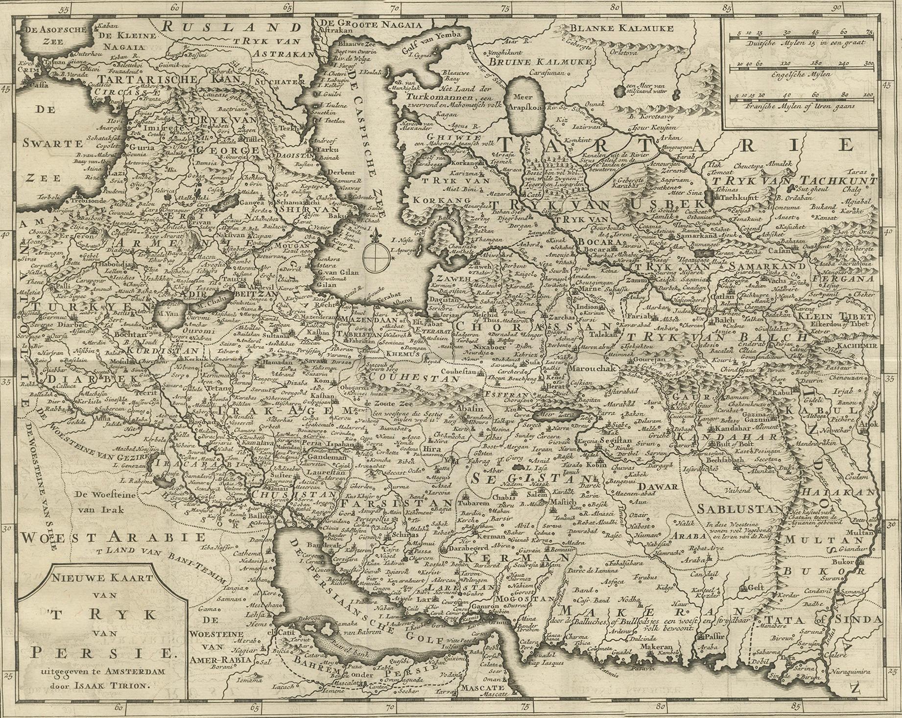 Map of Persia, the Caspian & India – Isaak Tirion, c.1730 For Sale 1