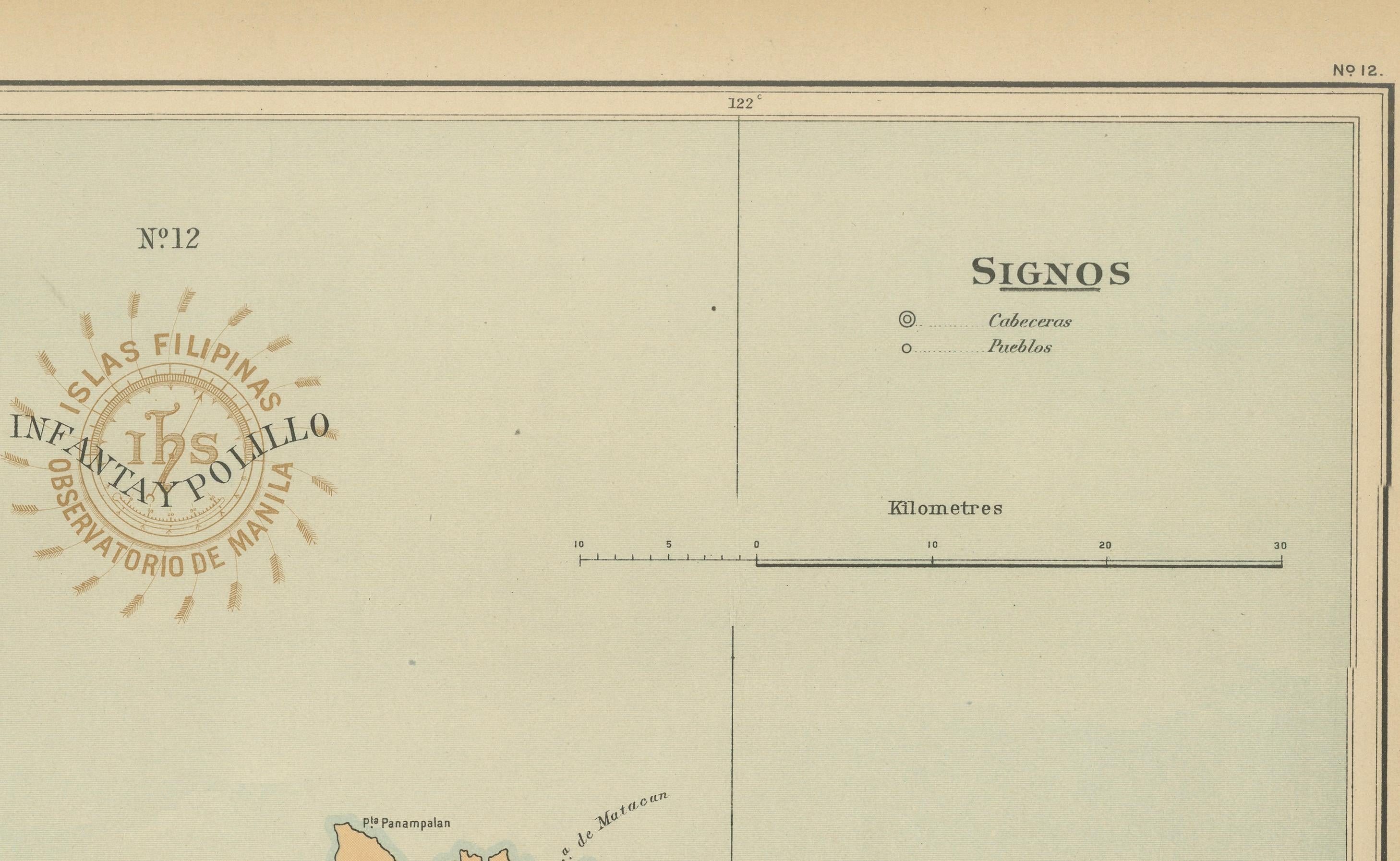 Philippine Map of Polillo Islands and Eastern Luzon Coast – Observatorio de Manila, 1899 For Sale