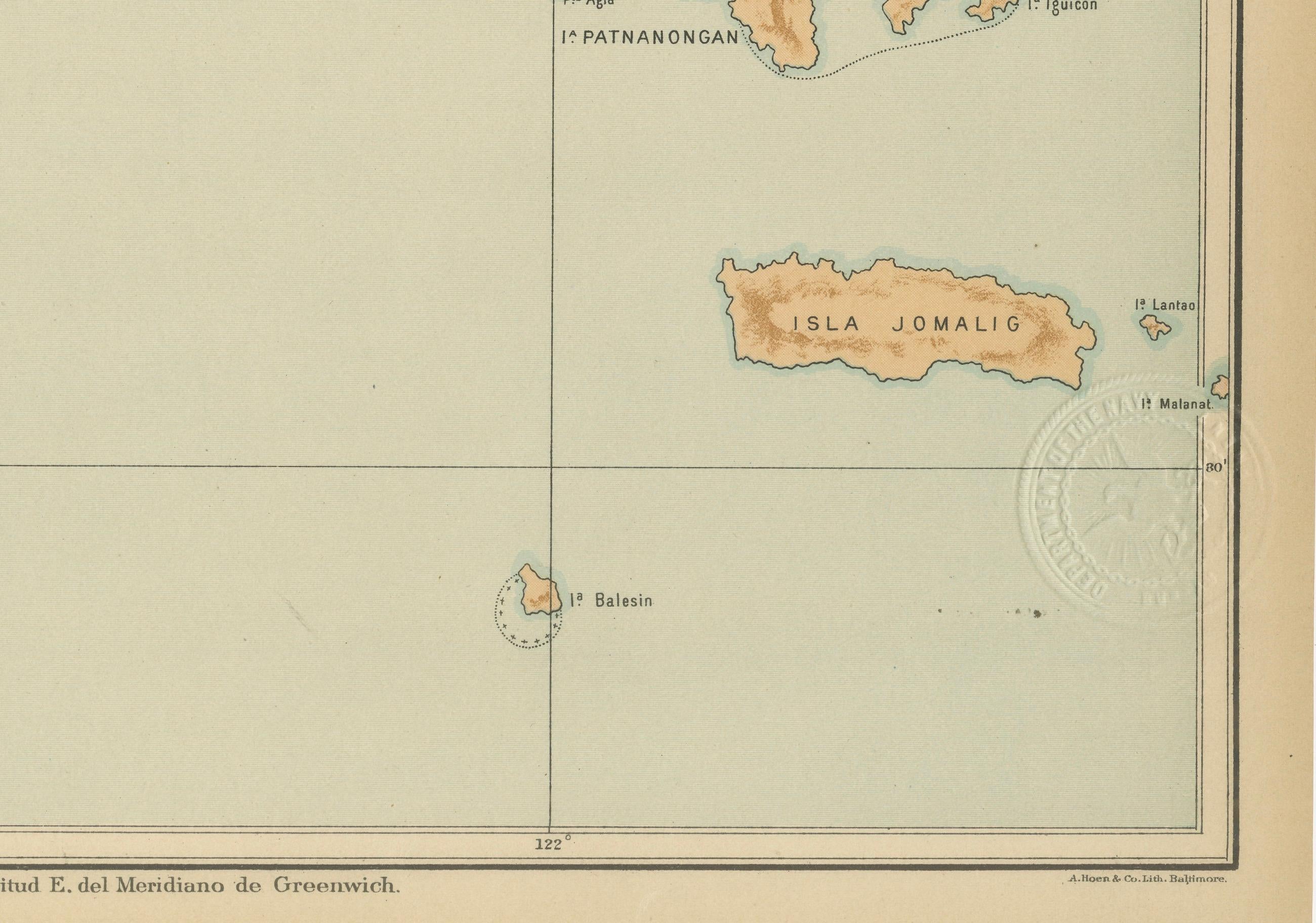 Map of Polillo Islands and Eastern Luzon Coast – Observatorio de Manila, 1899 In Good Condition For Sale In Langweer, NL