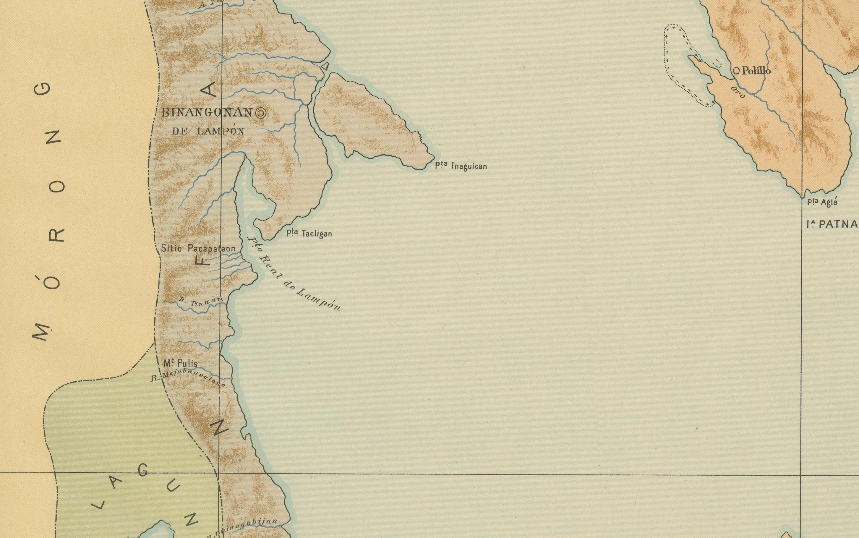Late 19th Century Map of Polillo Islands and Eastern Luzon Coast – Observatorio de Manila, 1899 For Sale