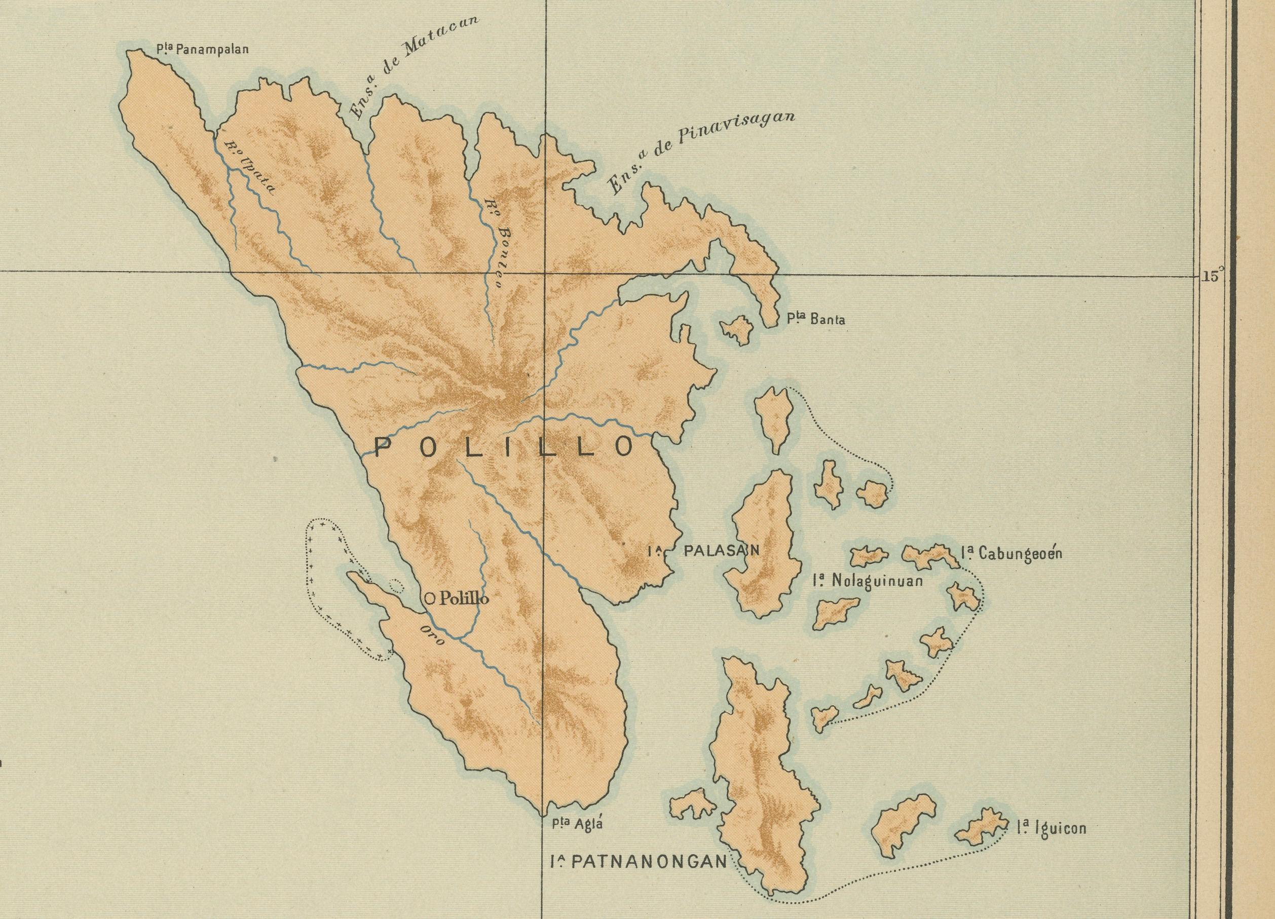 Paper Map of Polillo Islands and Eastern Luzon Coast – Observatorio de Manila, 1899 For Sale