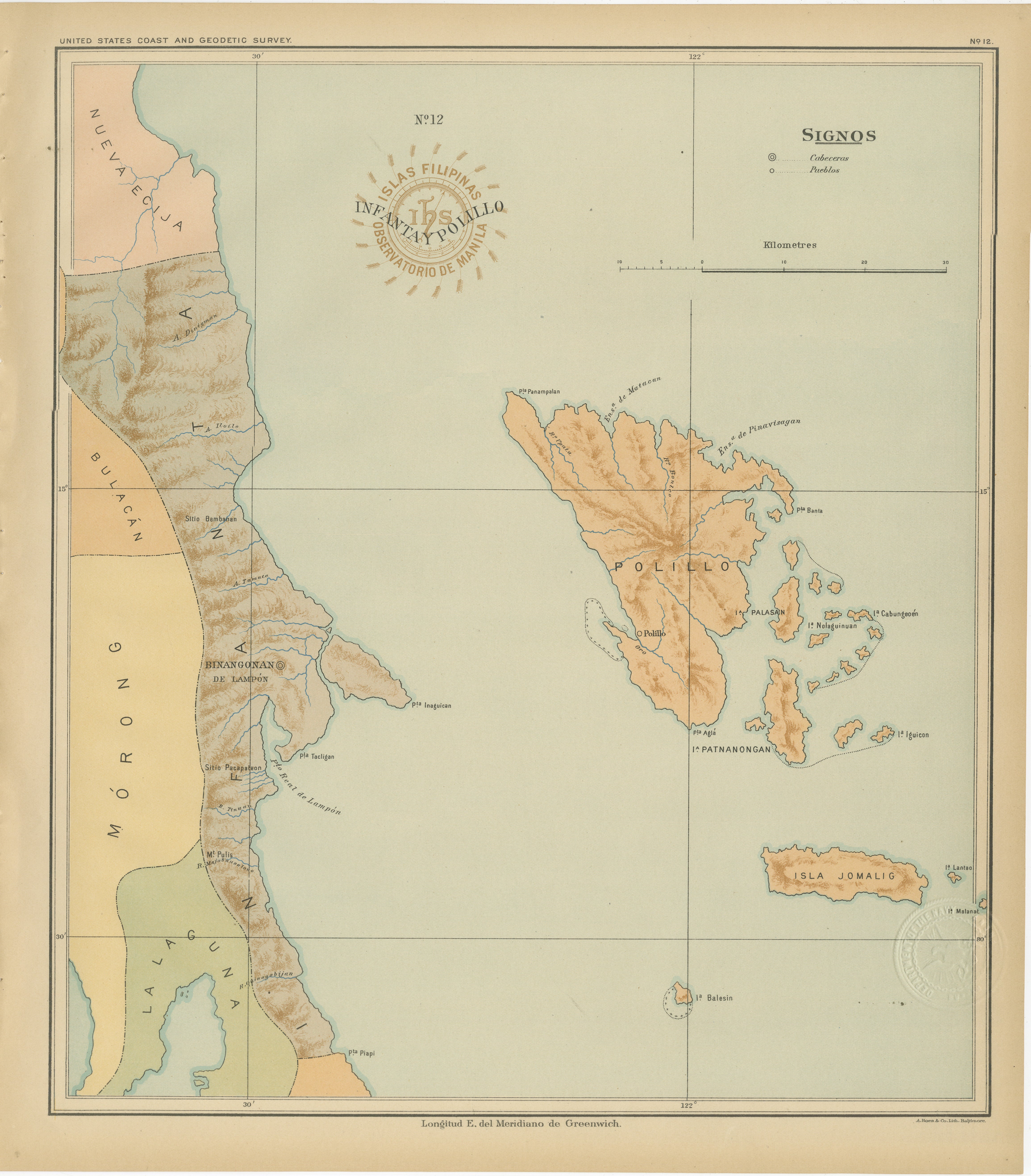 Map of Polillo Islands and Eastern Luzon Coast – Observatorio de Manila, 1899