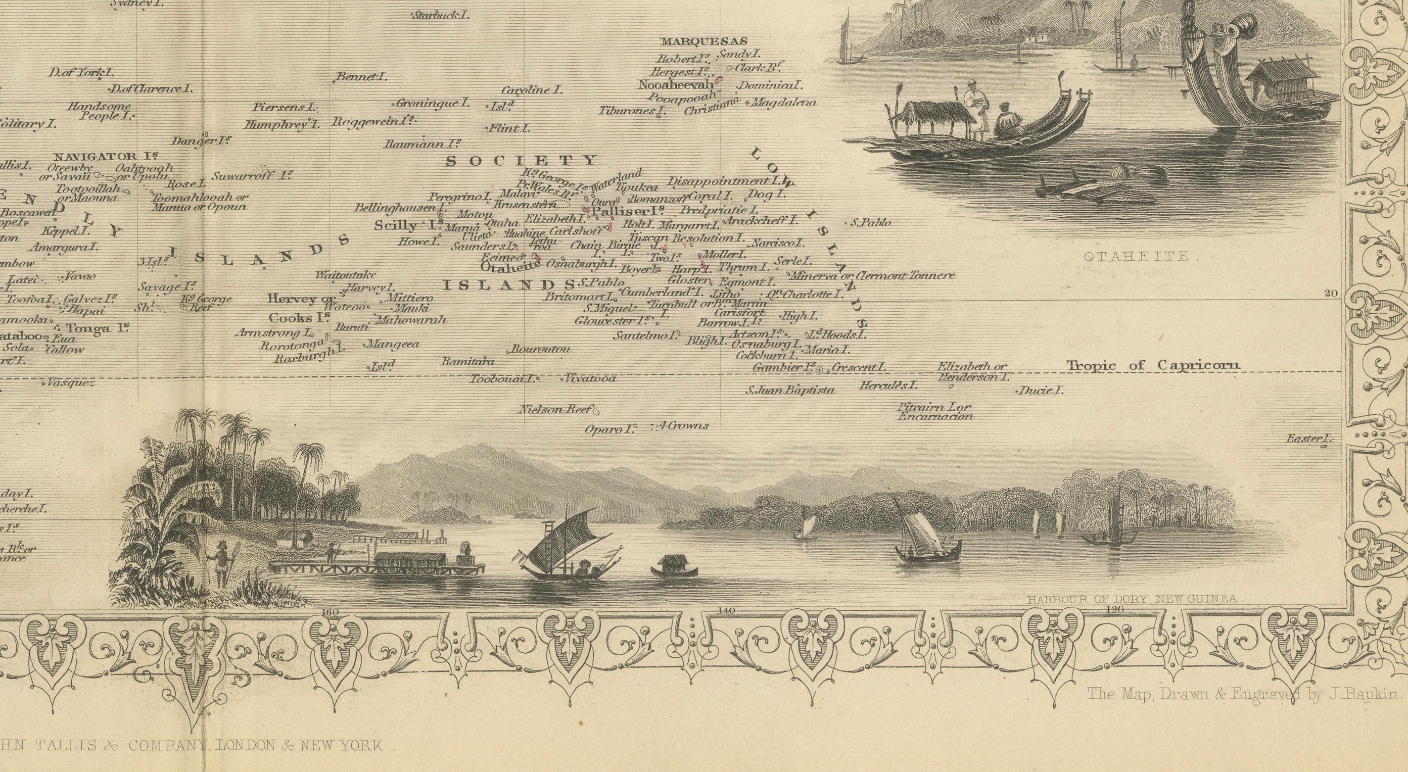 Map of Polynesia, Darstellung kultureller Landschaften und maritimen Aktivitäten, 1851 im Zustand „Gut“ im Angebot in Langweer, NL