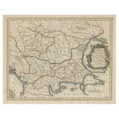 Carte de la région située près de la mer baltique, présent jour Bulgarie, Roumanie et Turquie, vers 1670