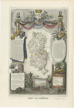 Map of Rhône: Culture and Commerce in Lyon's Silk and Wine Legacy, 1852