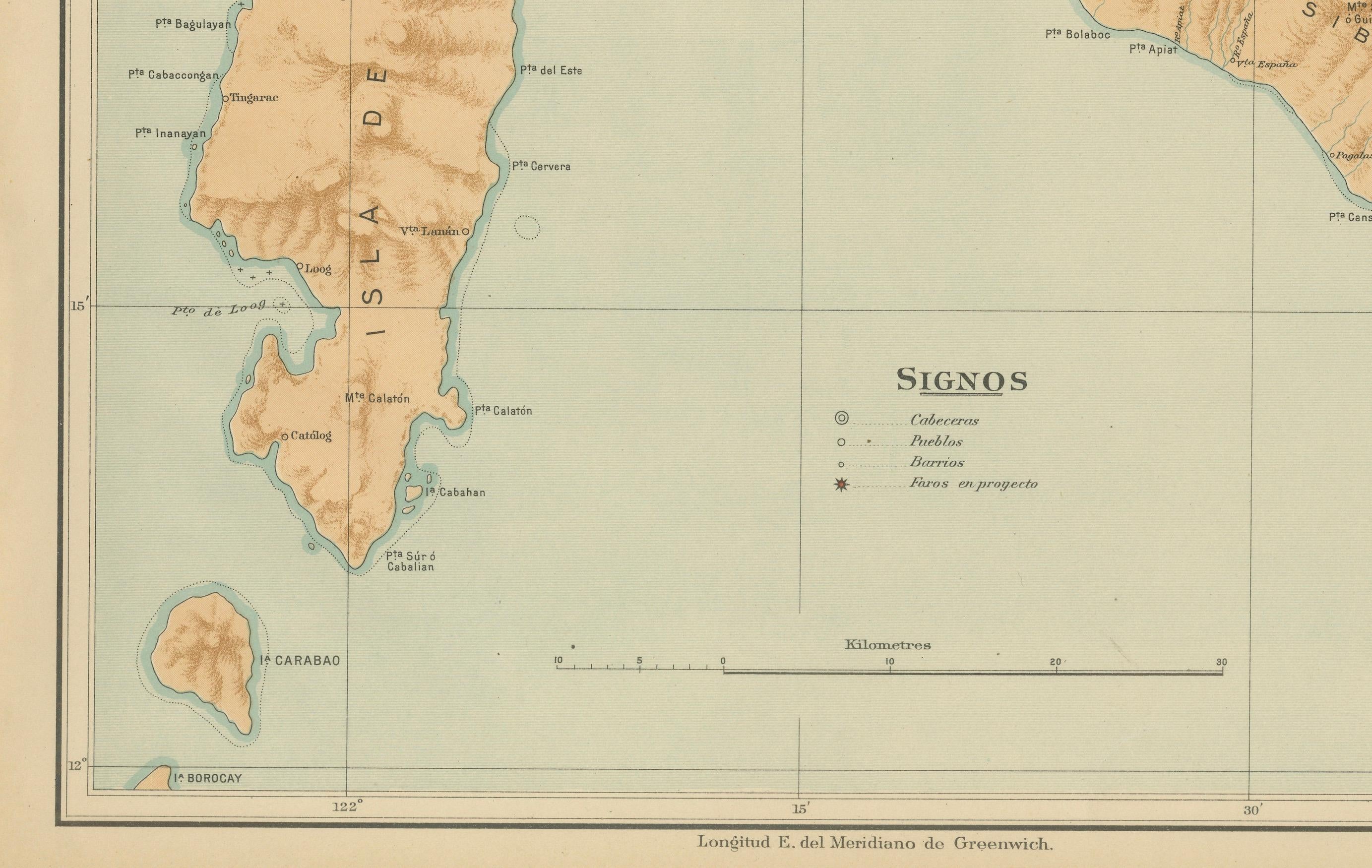 Map of Romblon, Tablas, and Sibuyan Islands – Observatorio de Manila, 1899 In Good Condition For Sale In Langweer, NL
