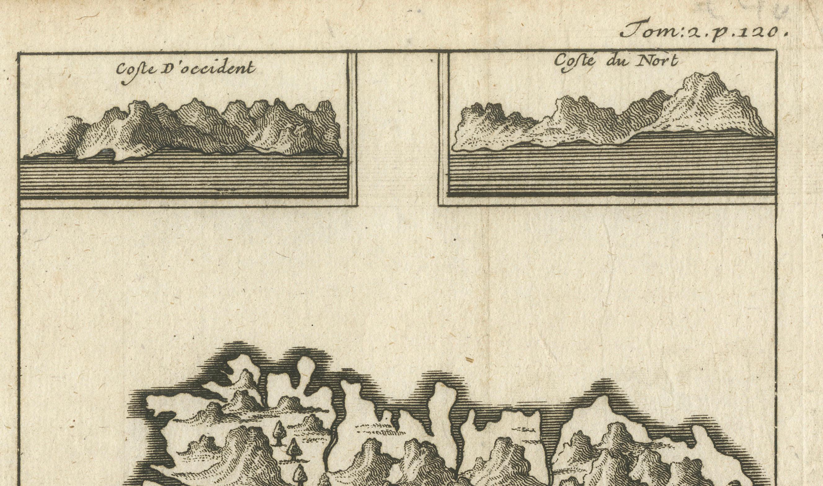 Map of Saint Helena Island: Early 18th-Century Copper Engraving by F. Bernard In Good Condition For Sale In Langweer, NL