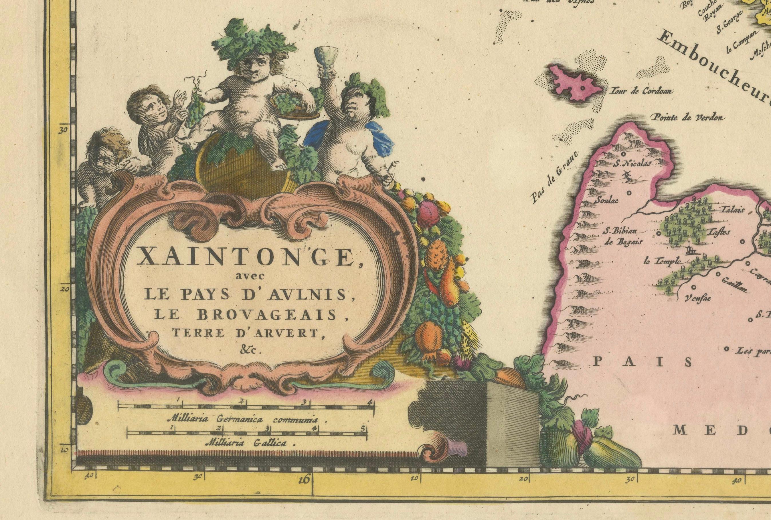 Karte von Saintonge und Aunis mit Cognac und Rochefort, Frankreich - 1665 Original im Angebot 1
