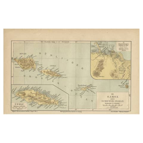 Map of Samoa or Schiffer-Inseln (Navigator Islands) - 19th Century German Map