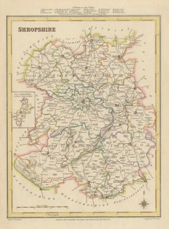 Map of Shropshire, 1844: Telford, Shrewsbury, Oswestry, Bridgnorth & Wellington