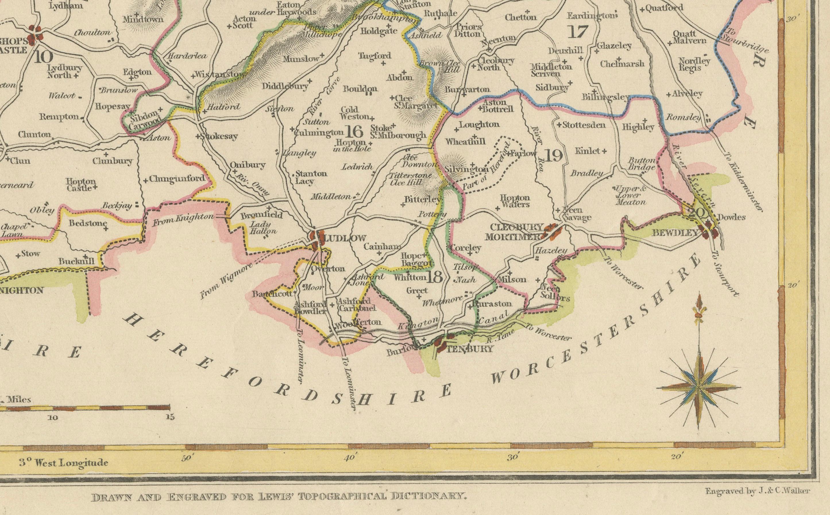 Map of Shropshire, 1844: Telford, Shrewsbury, Oswestry, Bridgnorth & Wellington For Sale 1